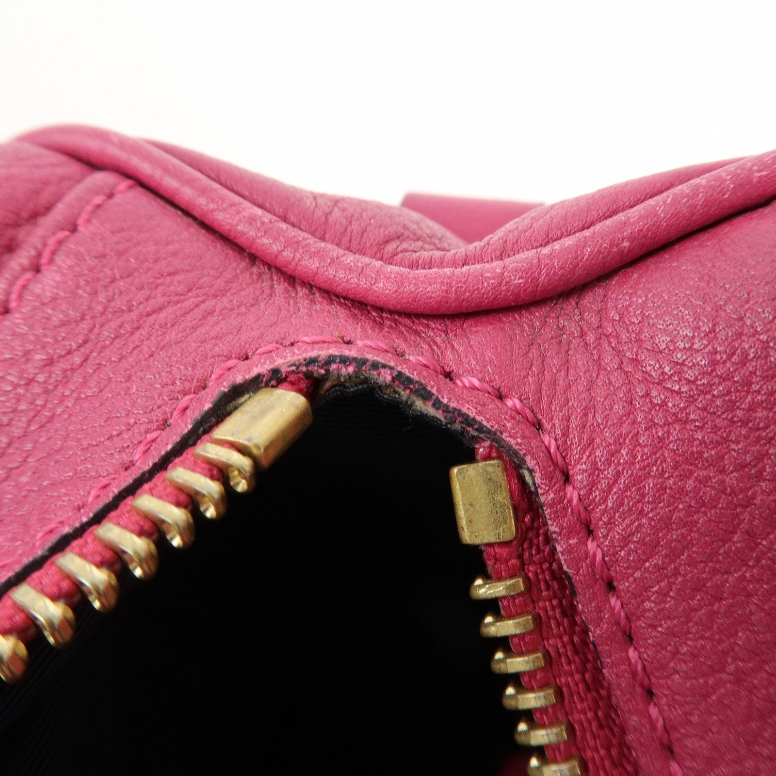 LOEWE Anagram Leather 2WAY Hand Bag Shoulder Bag Hot Pink Used