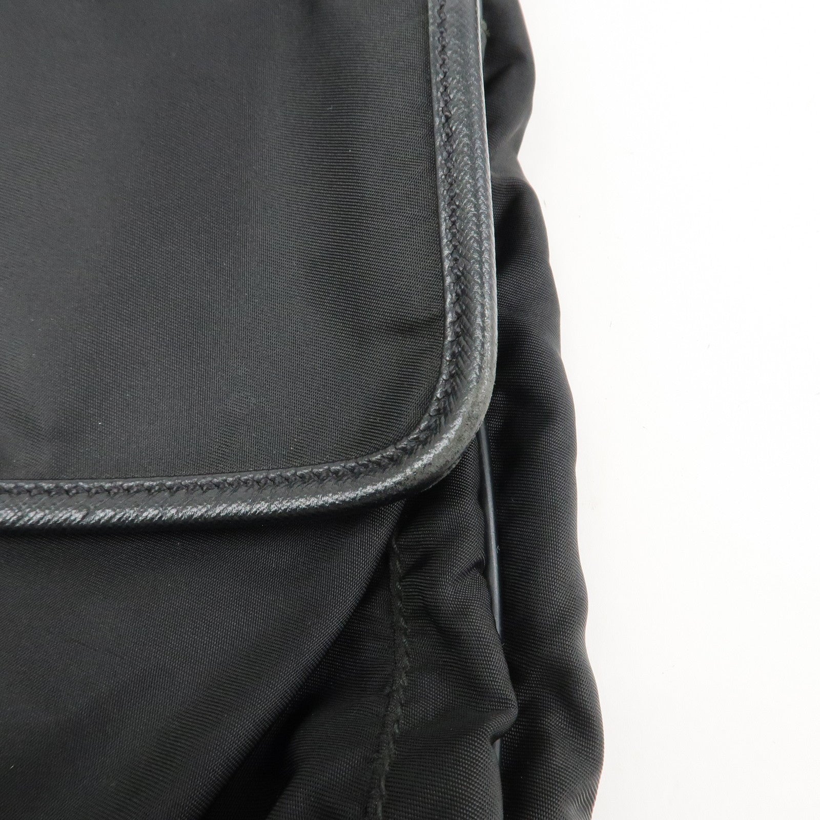 PRADA Nylon Saffiano Leather Shoulder Bag Black VA0269