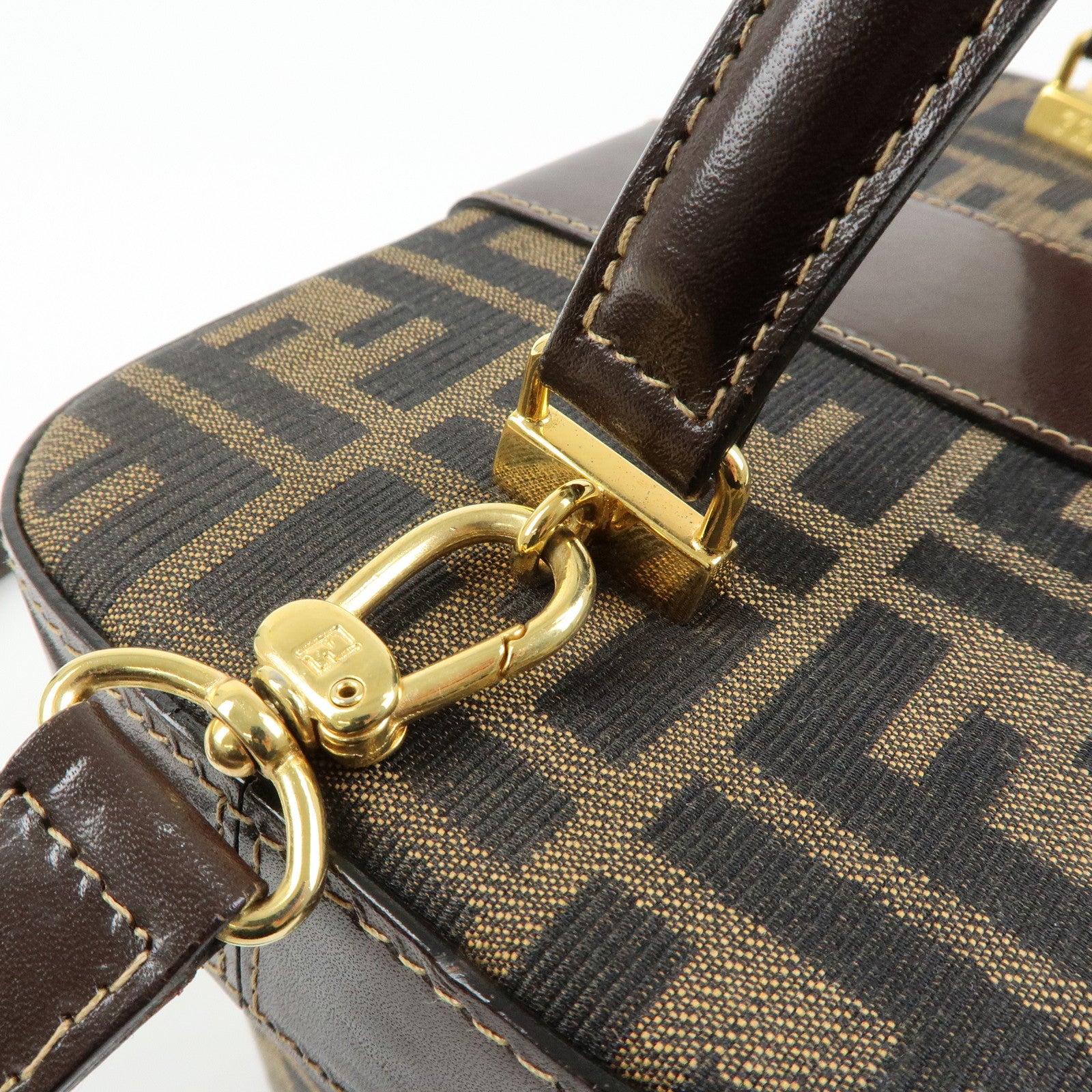 FENDI Zucca Canvas Leather 2Way Bag Hand Bag Shoulder Bag 914931