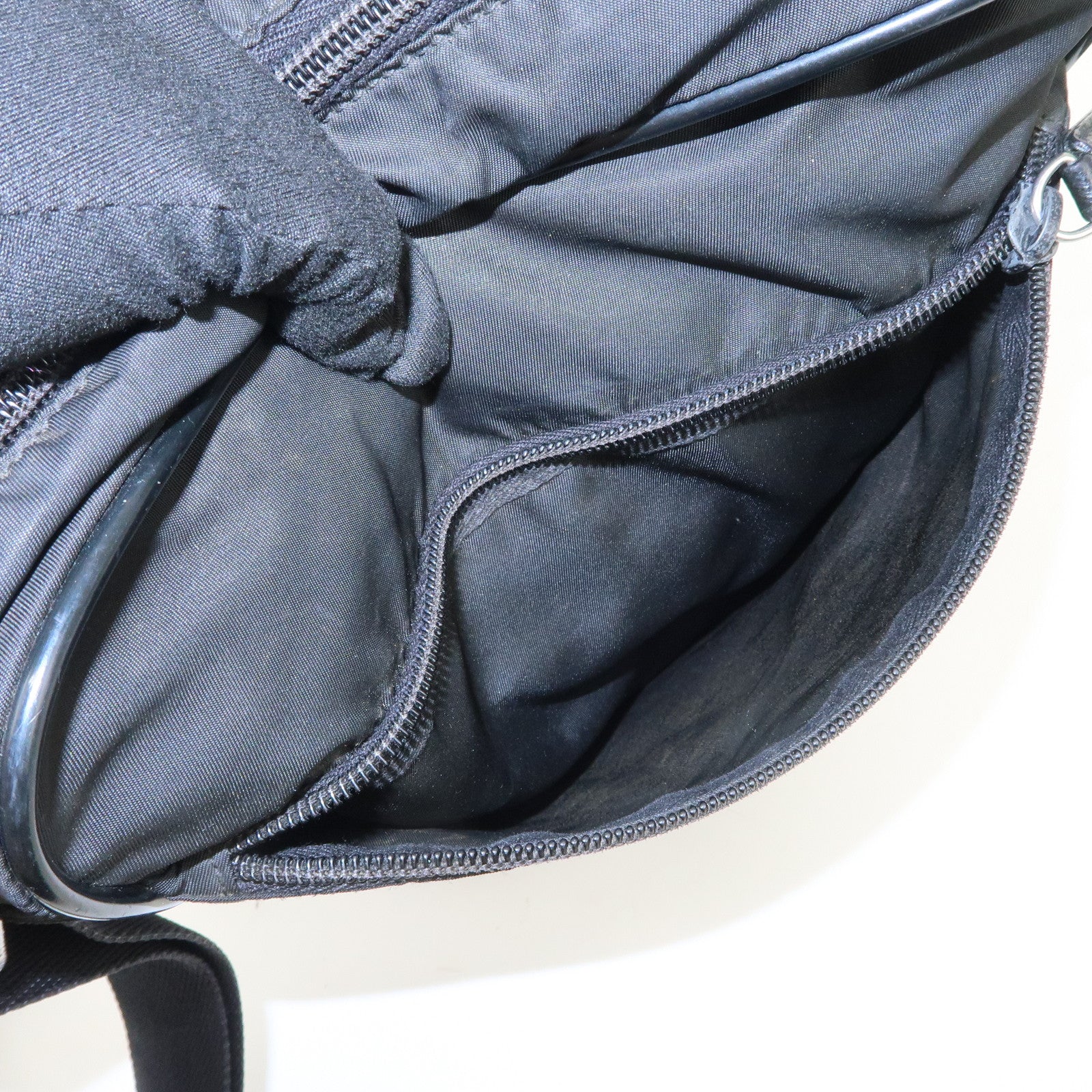 PRADA Logo Nylon Leather Shoulder Bag Crossbody Bag Black BT0421
