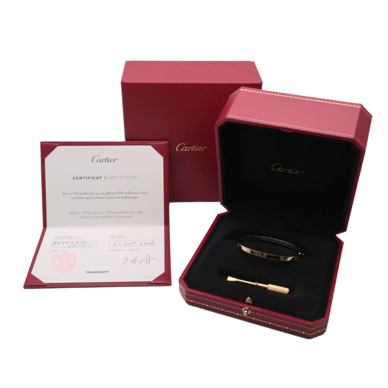 Cartier LOVE Bracelet SM  Bangle #16 K18 750YG Yellow Gold