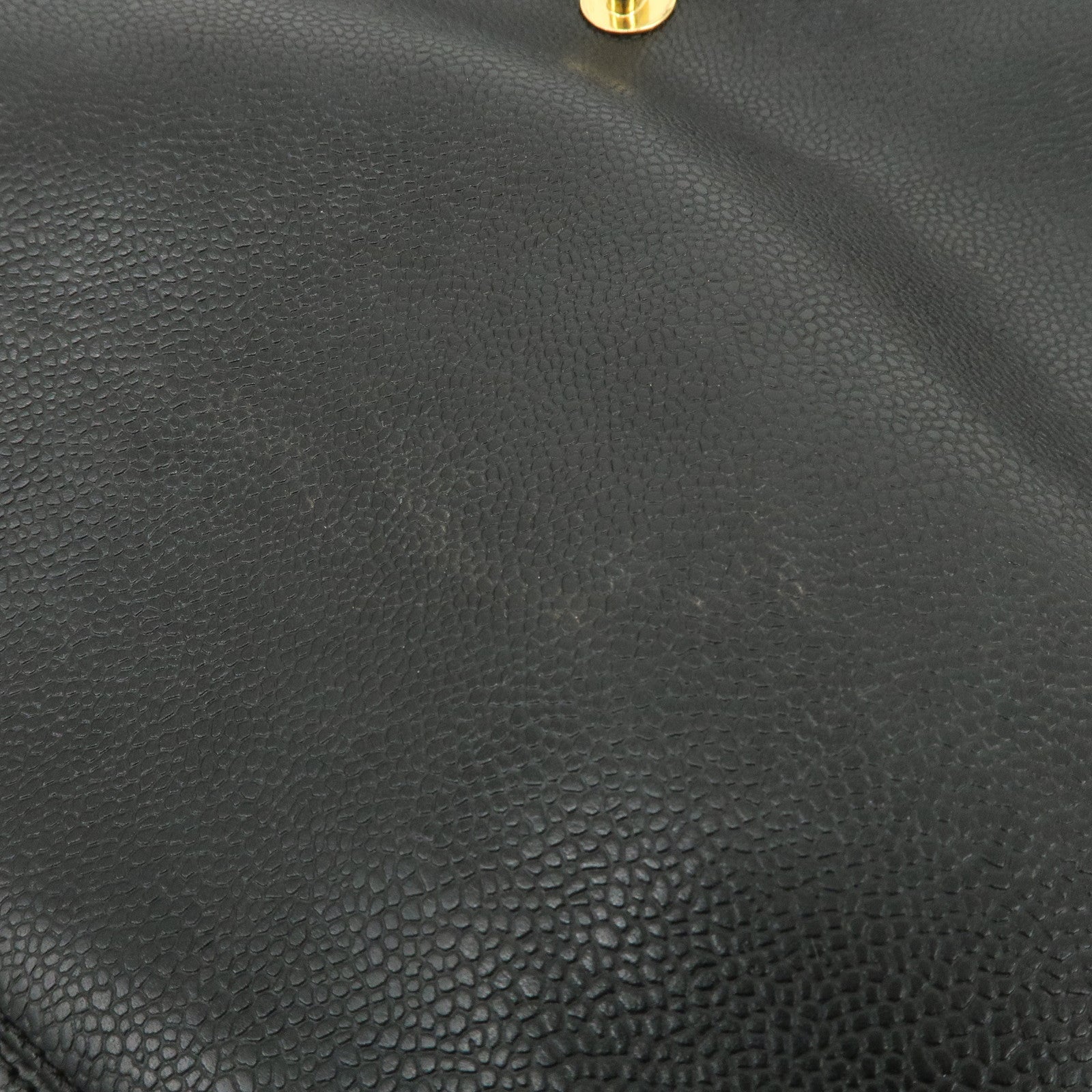 CHANEL COCO Mark Caviarskin Chain Tote Bag Shoulder Bag Black Gold