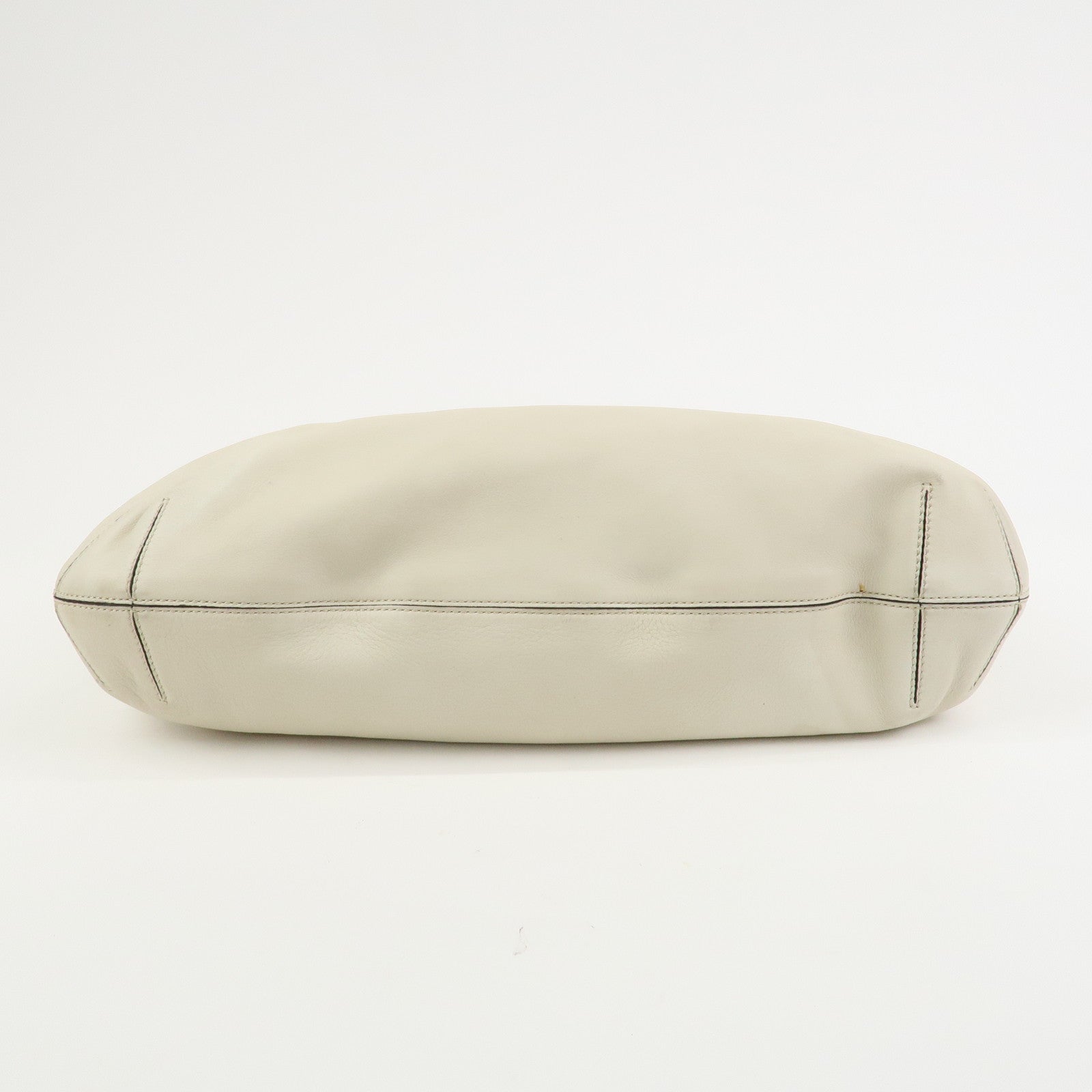 FENDI Logo Leather 2Way Bag Hand Bag Shoulder Bag Ivory 8BN238