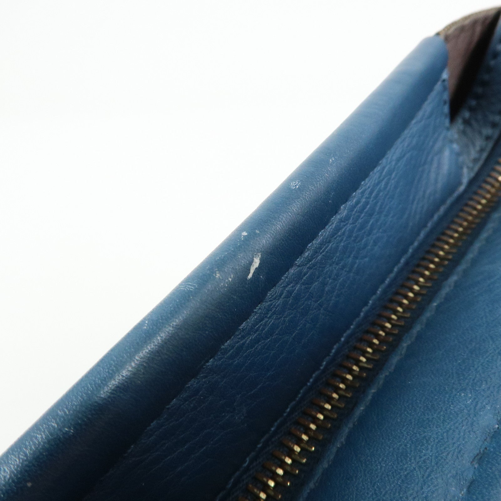 FENDI Pequin Canvas Leather Tote Bag Shoulder Bag Brown Navy 8BH185
