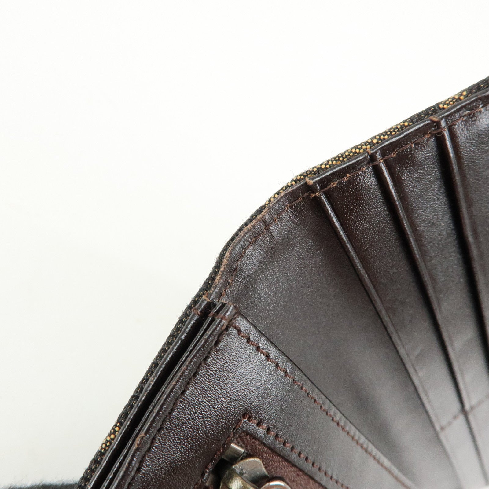 FENDI Zucca Canvas Bi-fold Long Wallet Black Brown 8M0009