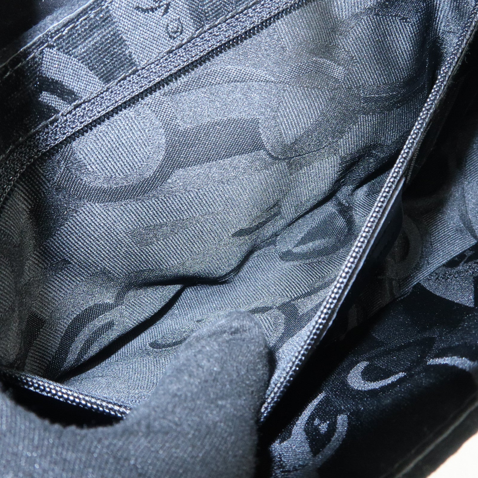 Ferragamo Gancini Suede Leather Shoulder Bag Hand Bag Black