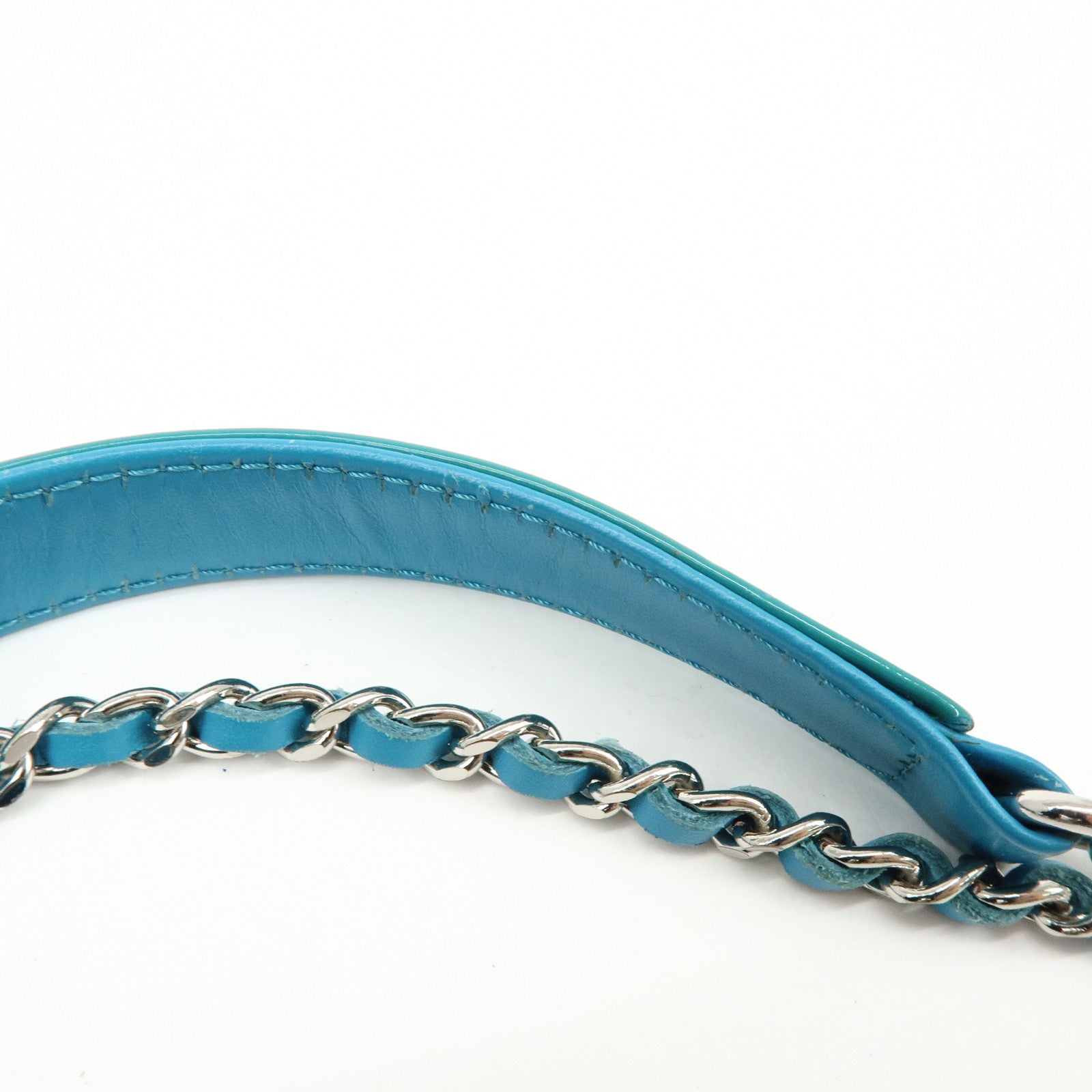 CHANEL COCO Mark Patent Leather Shoulder Bag Crossbody Bag Blue