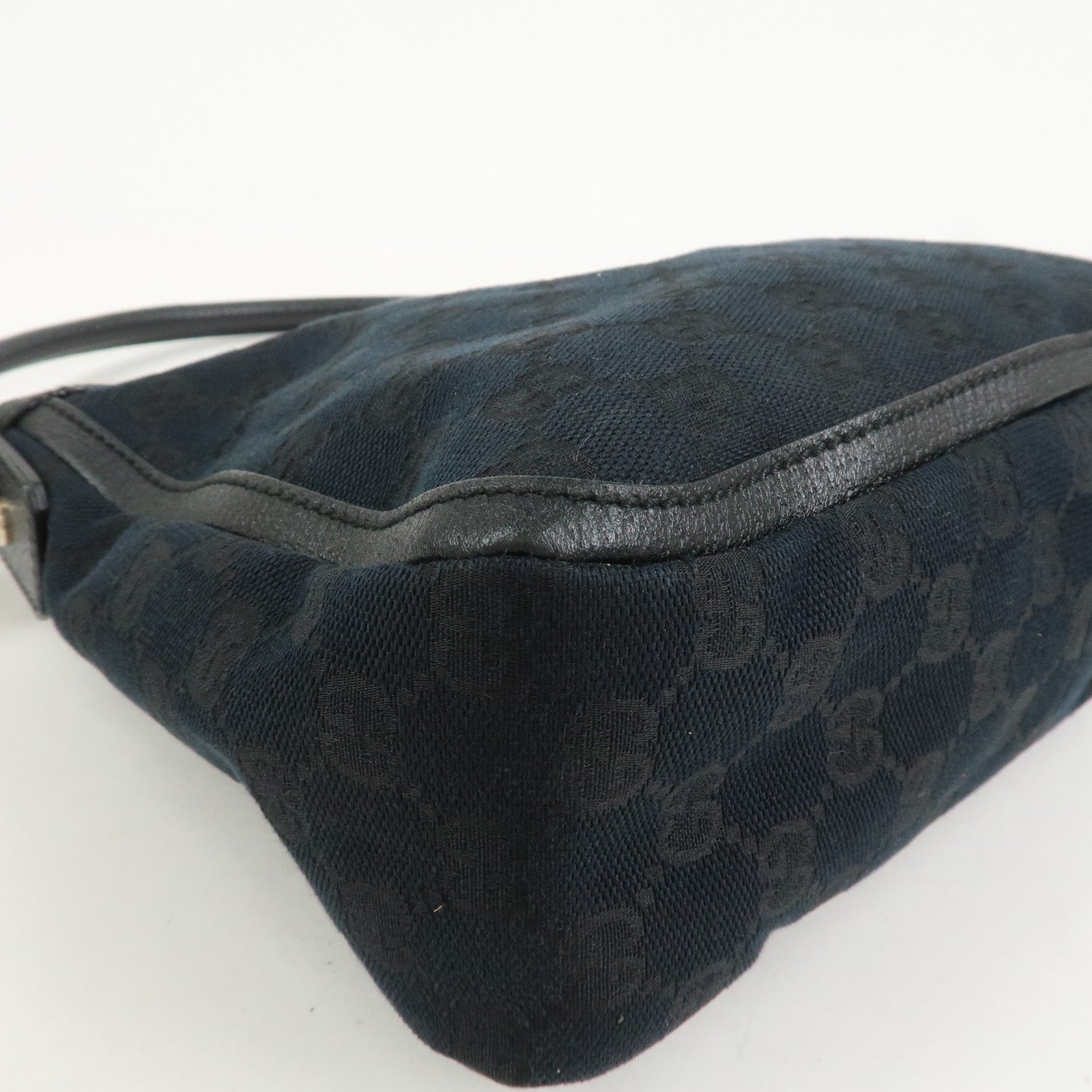 GUCCI GG Canvas Leather Shoulder Bag Hand Bag Black 146244