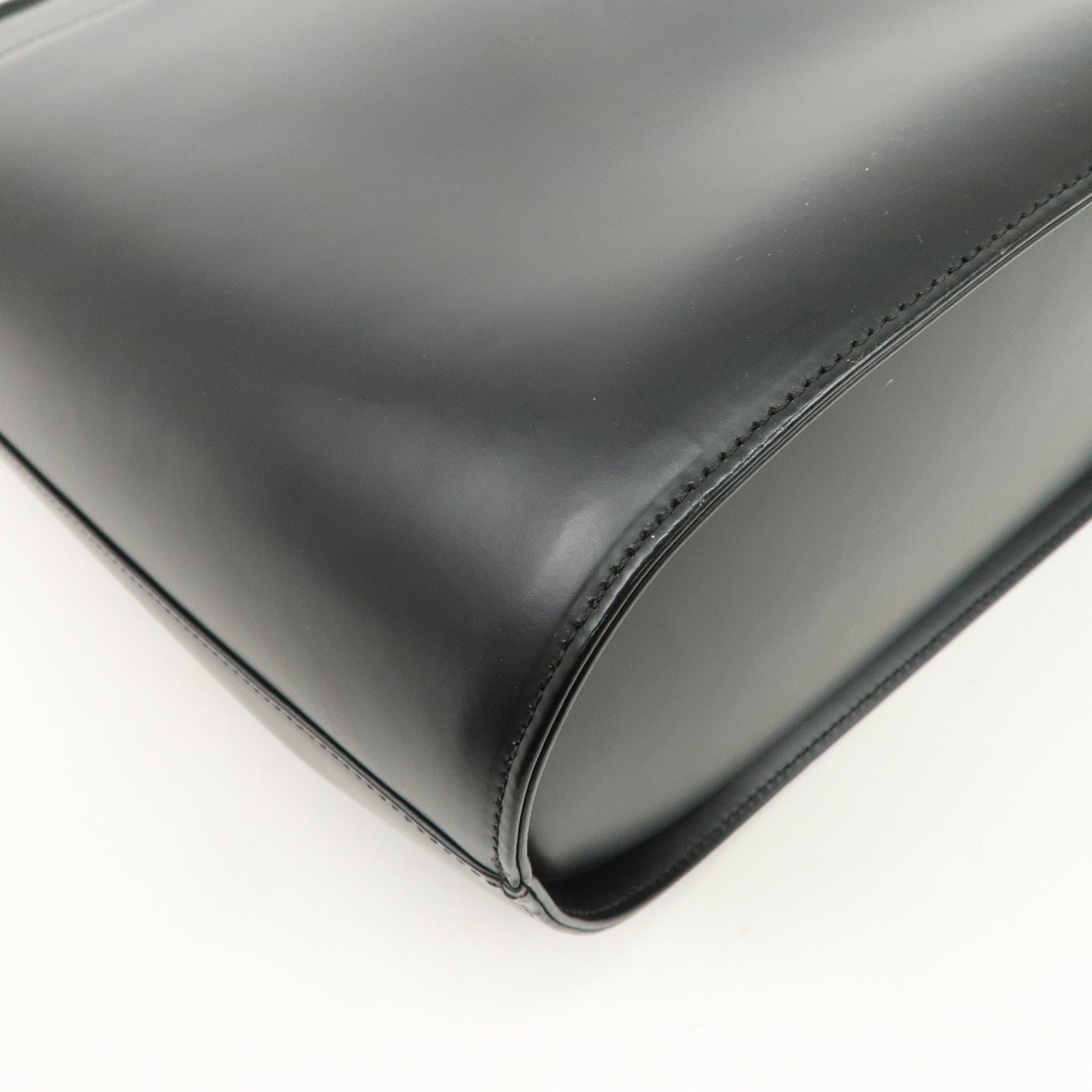 BURBERRY Burberrys Leather Shoulder Bag Black Silver Hardware Used