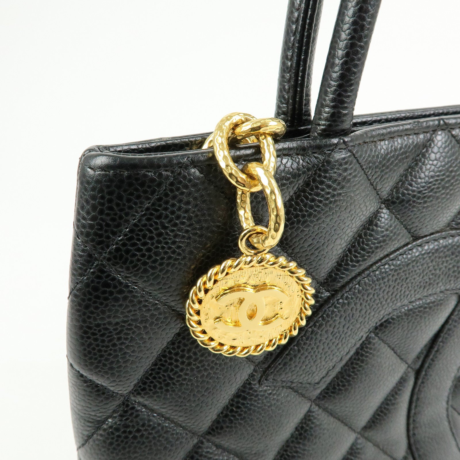 CHANEL Matelasse COCO Mark Caviarskin Medallion Tote Bag A01804