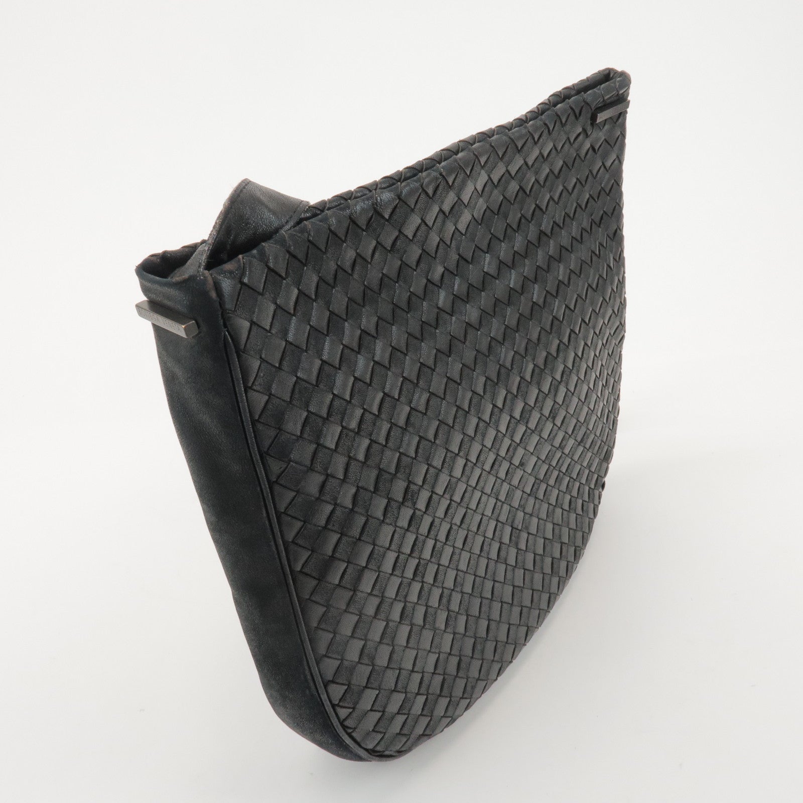 BOTTEGA VENETA Intrecciato Leather Shoulder Bag Black 105001