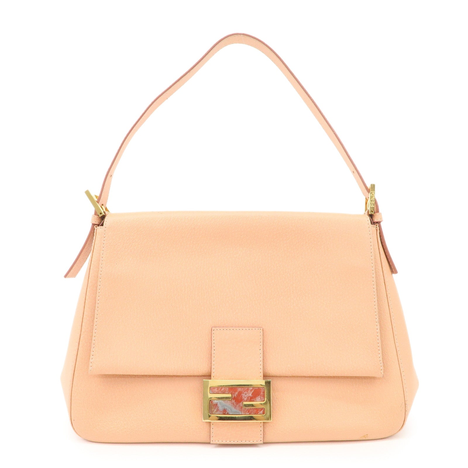 FENDI Mamma Baguette Leather Hand Bag Shoulder Bag Pink 26325