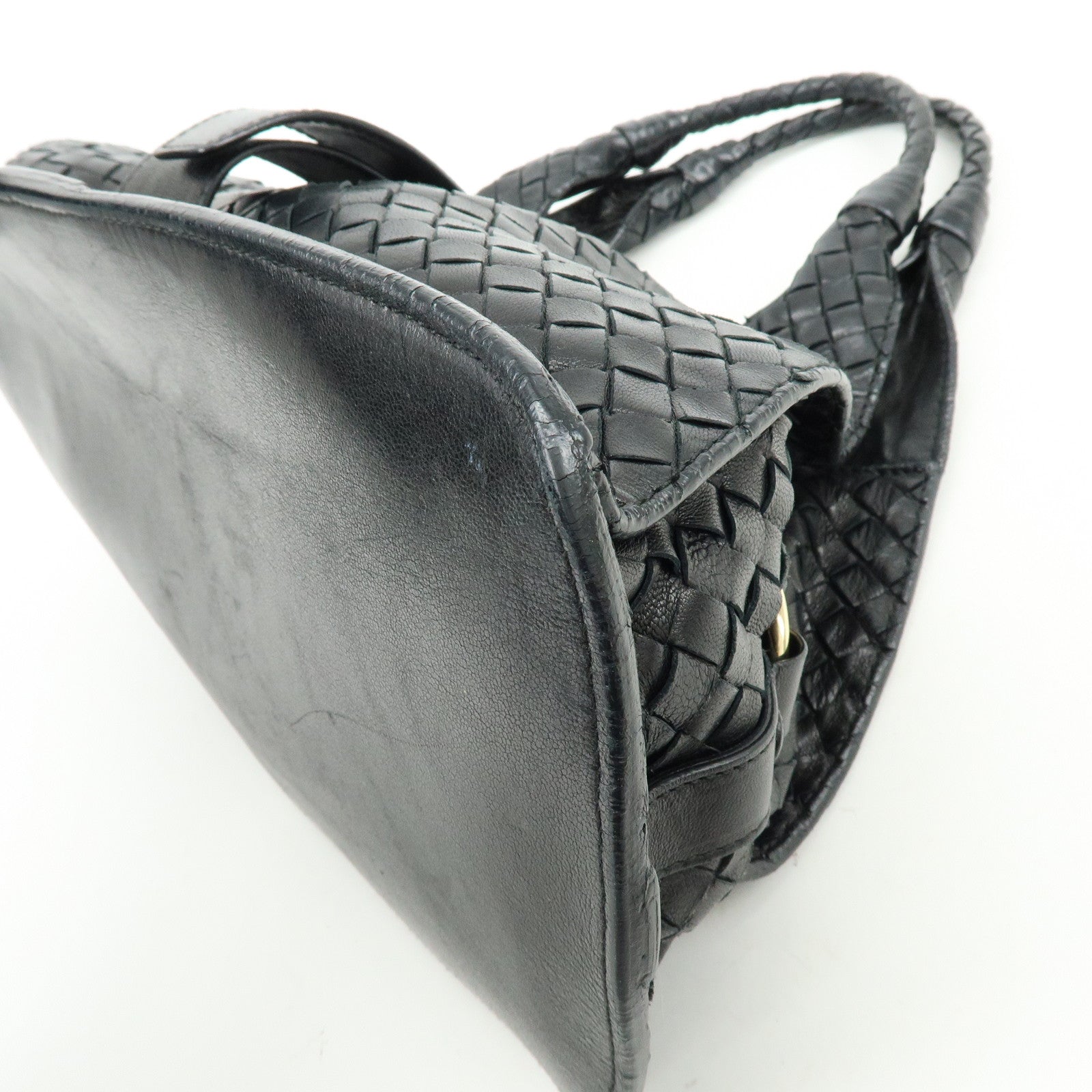 BOTTEGA VENETA  Intrecciato Leather Hand Bag Black 113087