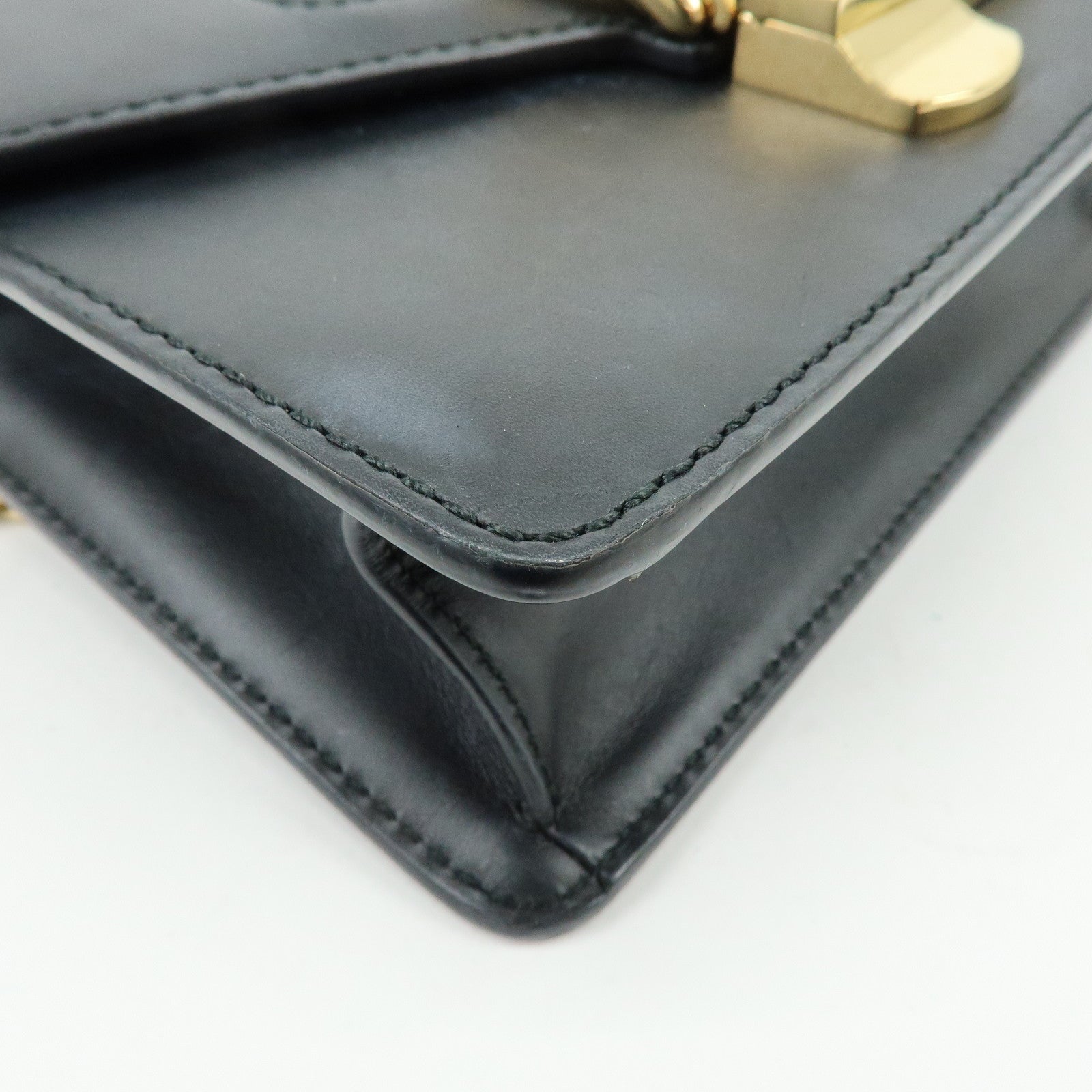 GUCCI Sylvie Sherry Leather Chain Shoulder Bag Black 431666