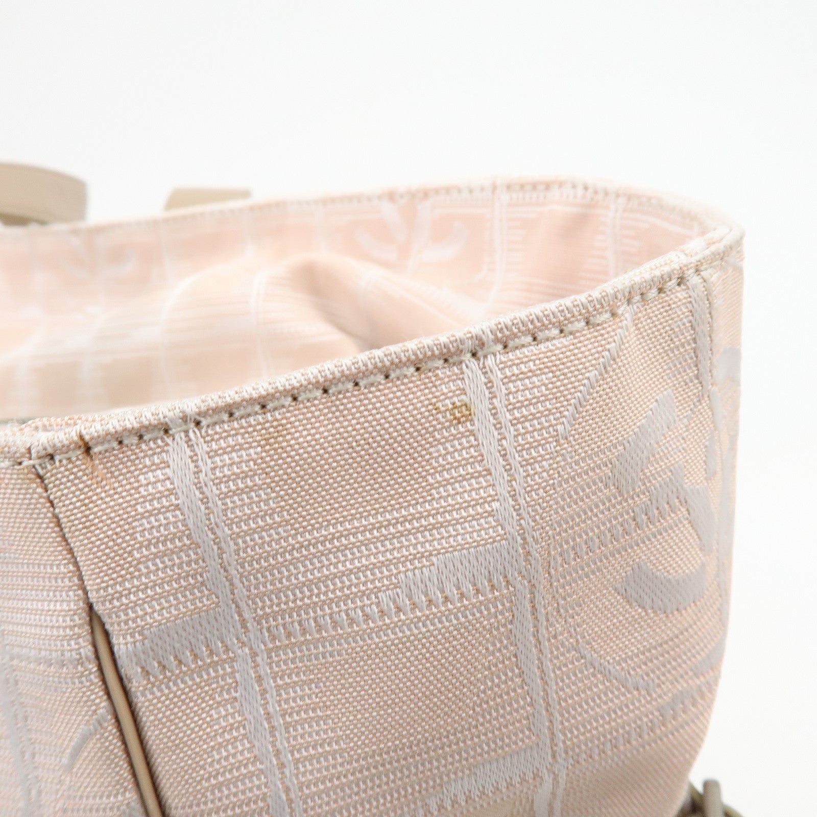 CHANEL New Travel Line Nylon Jacquard Leather Tote Bag TGM A15826