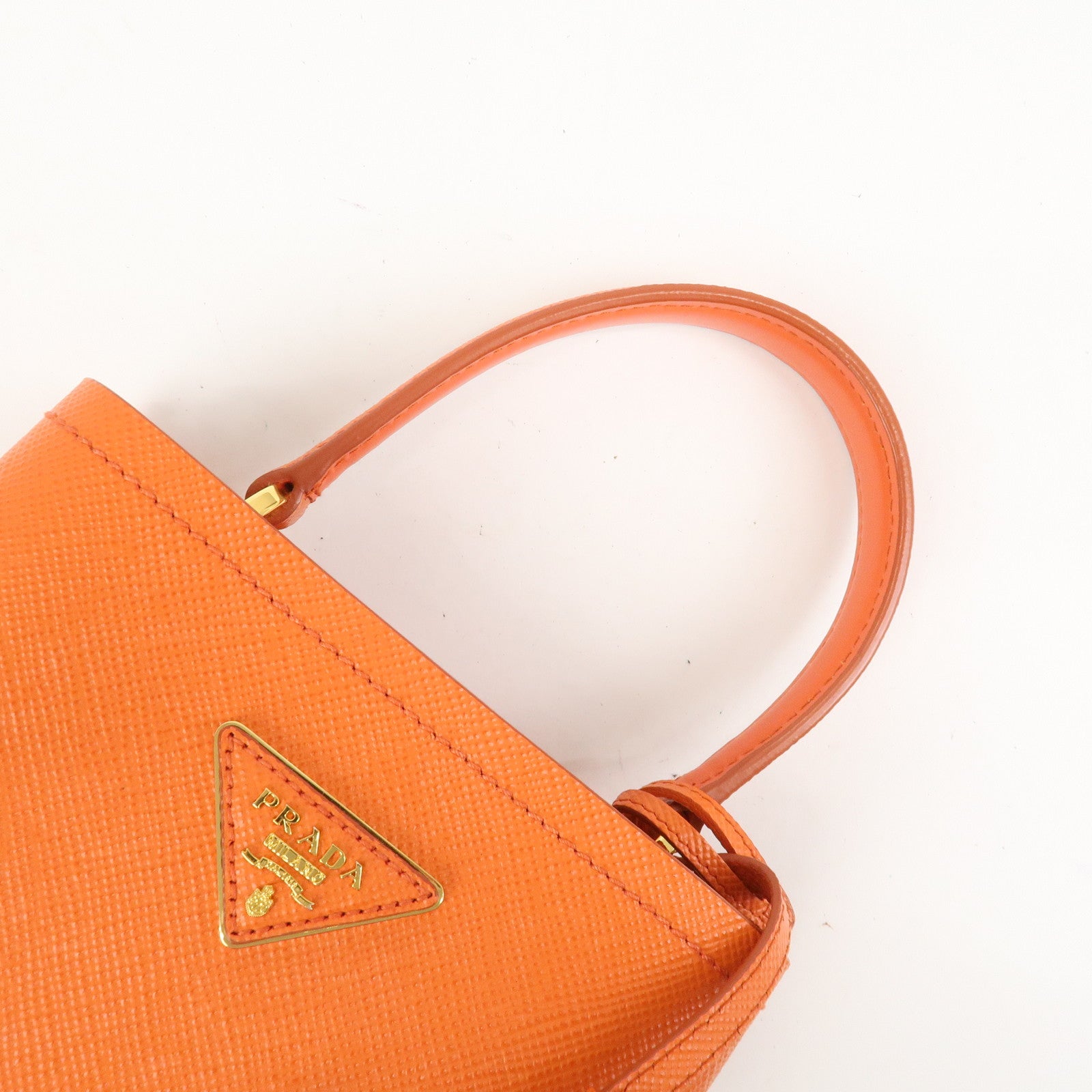 PRADA Panier 2Way Bag Hand Bag Shoulder Bag Orange 1BA217