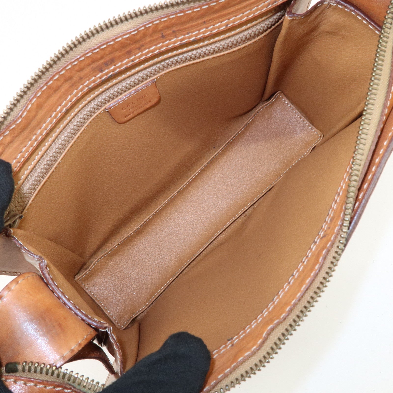 CELINE Macadam Logo PVC Leather Shoulder Bag Brown Gold