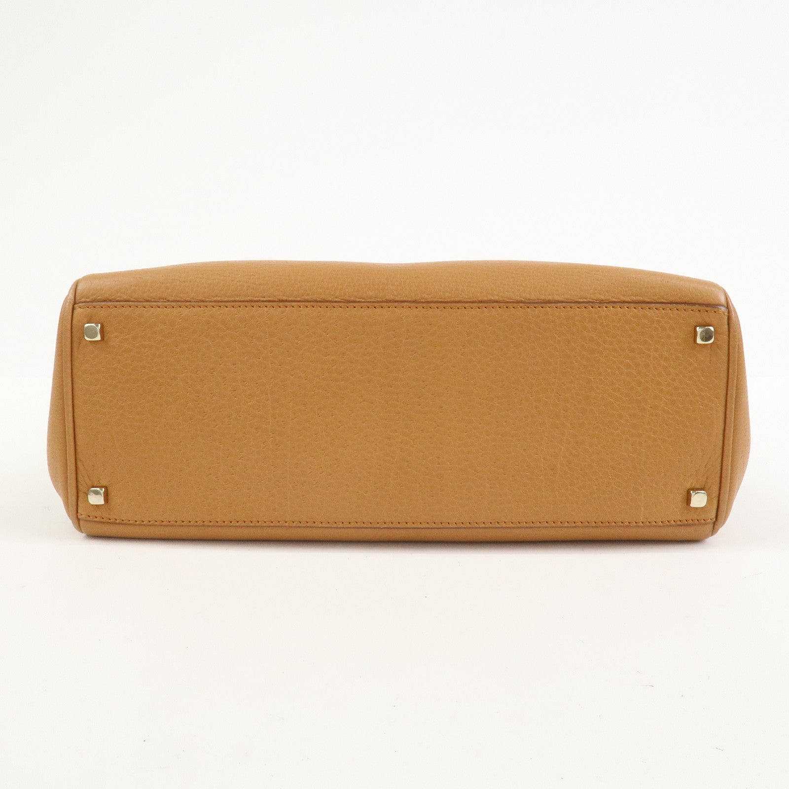 Ferragamo Gancini Leather Shoulder Bag Hand Bag Light Brown