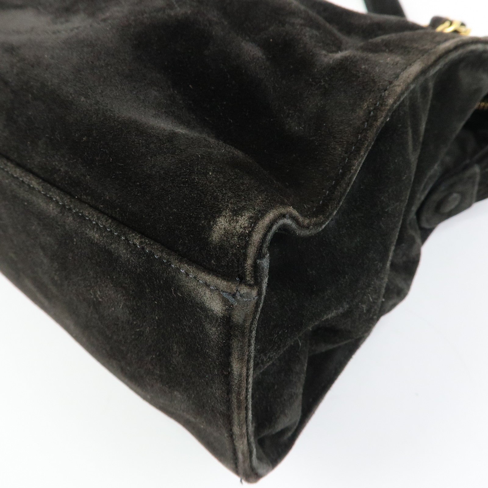 CHANEL COCO Mark Suede Chan Shoulder Bag Black