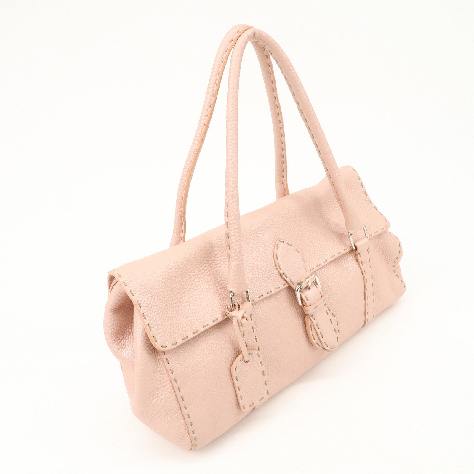 FENDI Seleria Linda Leather Shoulder Bag Hand Bag Pink 8BR442