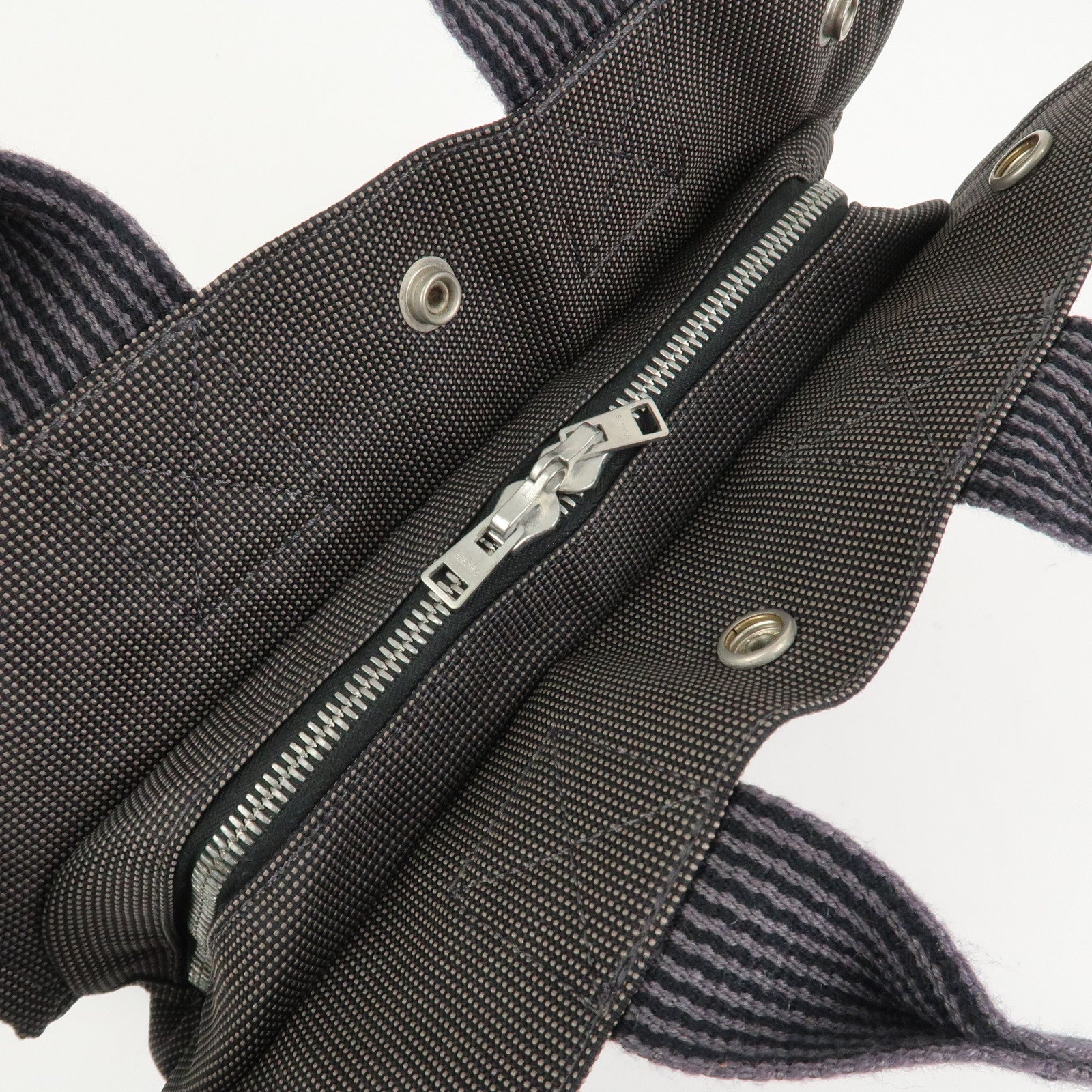 HERMES Herline PM Nylon Canvas Tote Bag Hand Bag Black