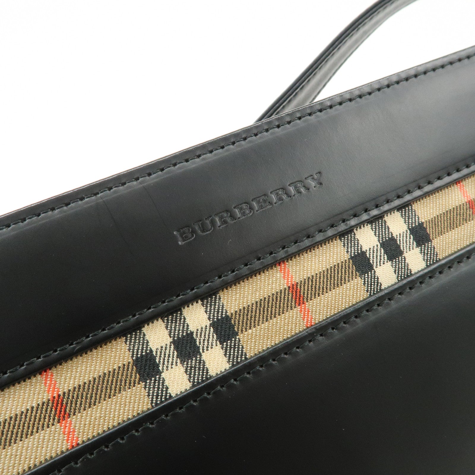 BURBERRY Burberrys Leather Shoulder Bag Black Silver Hardware Used