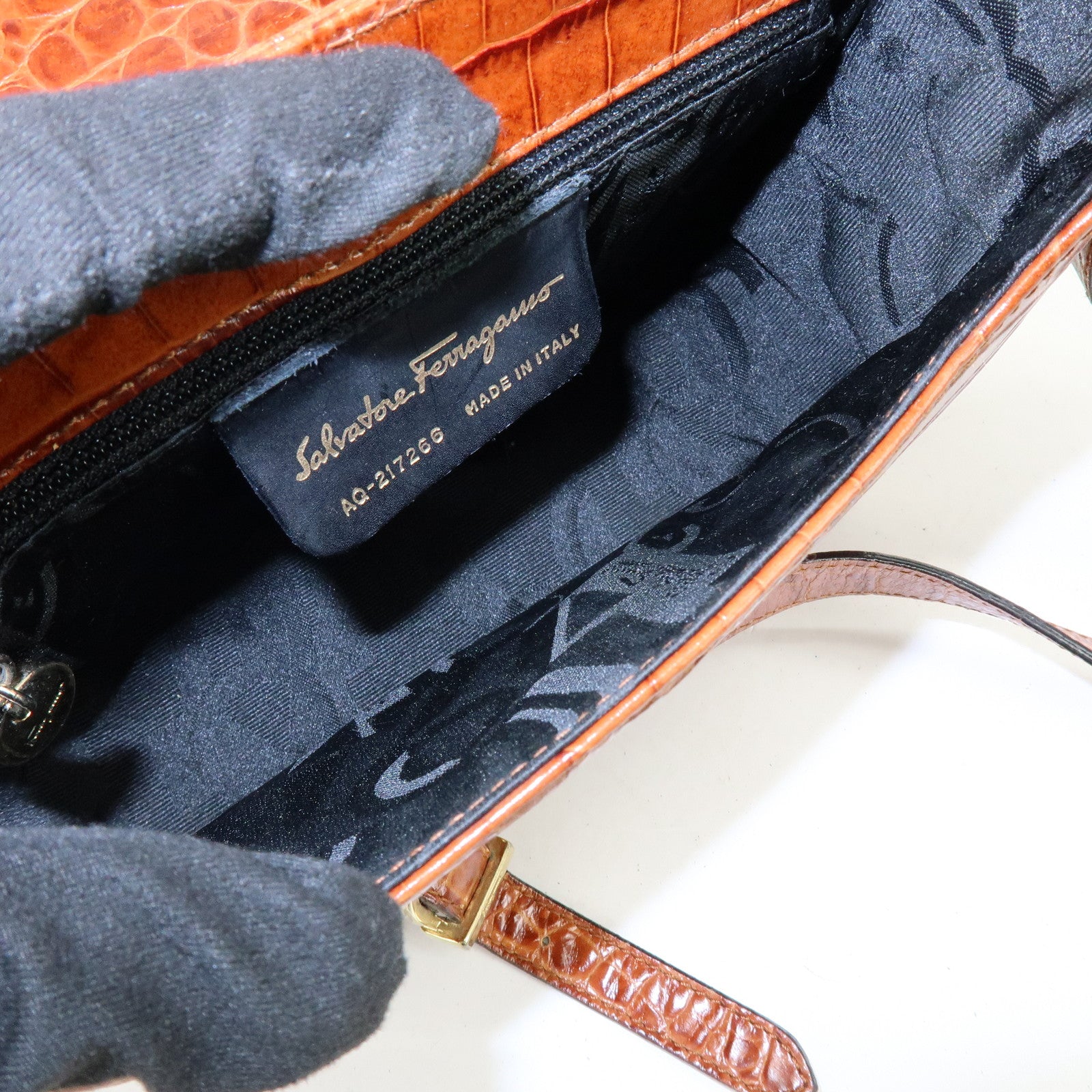 Ferragamo Gancini Embossed Leather Shoulder Crossbody Bag Brown