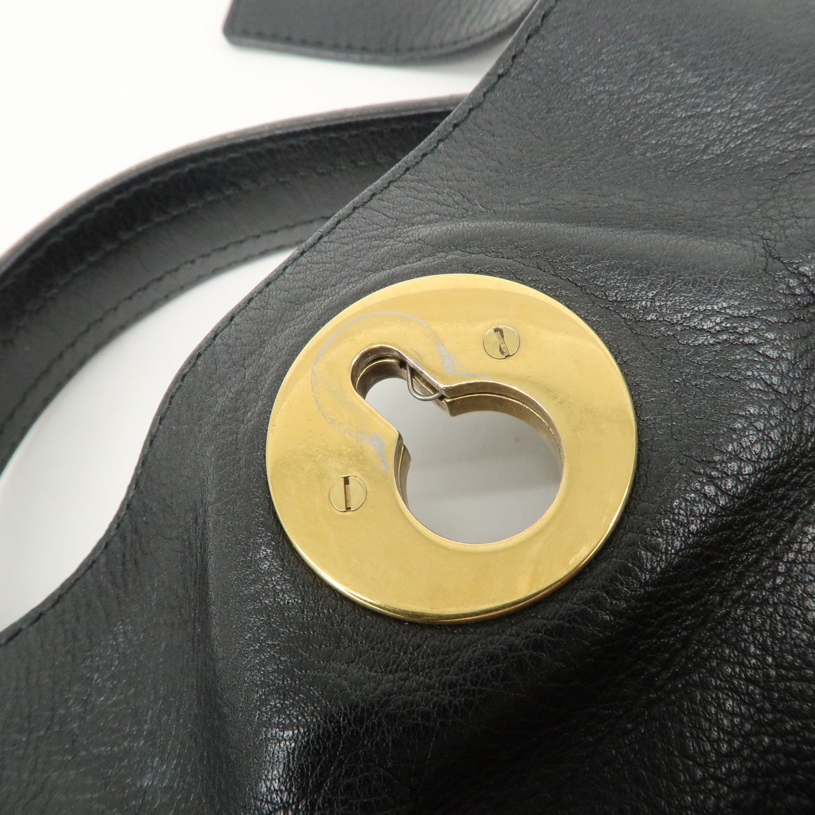 SAINT LAURENT Leather Shoulder Bag Black Brown Gold HDW 229680
