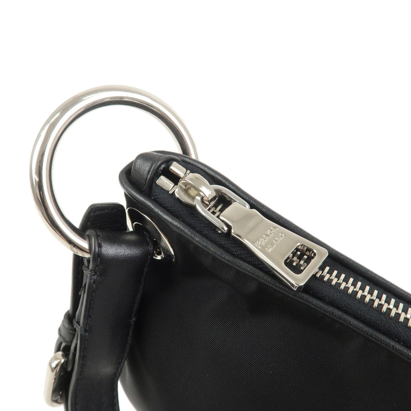 PRADA Nylon Leather Shouldr Bag Hand Bag Black BR4894