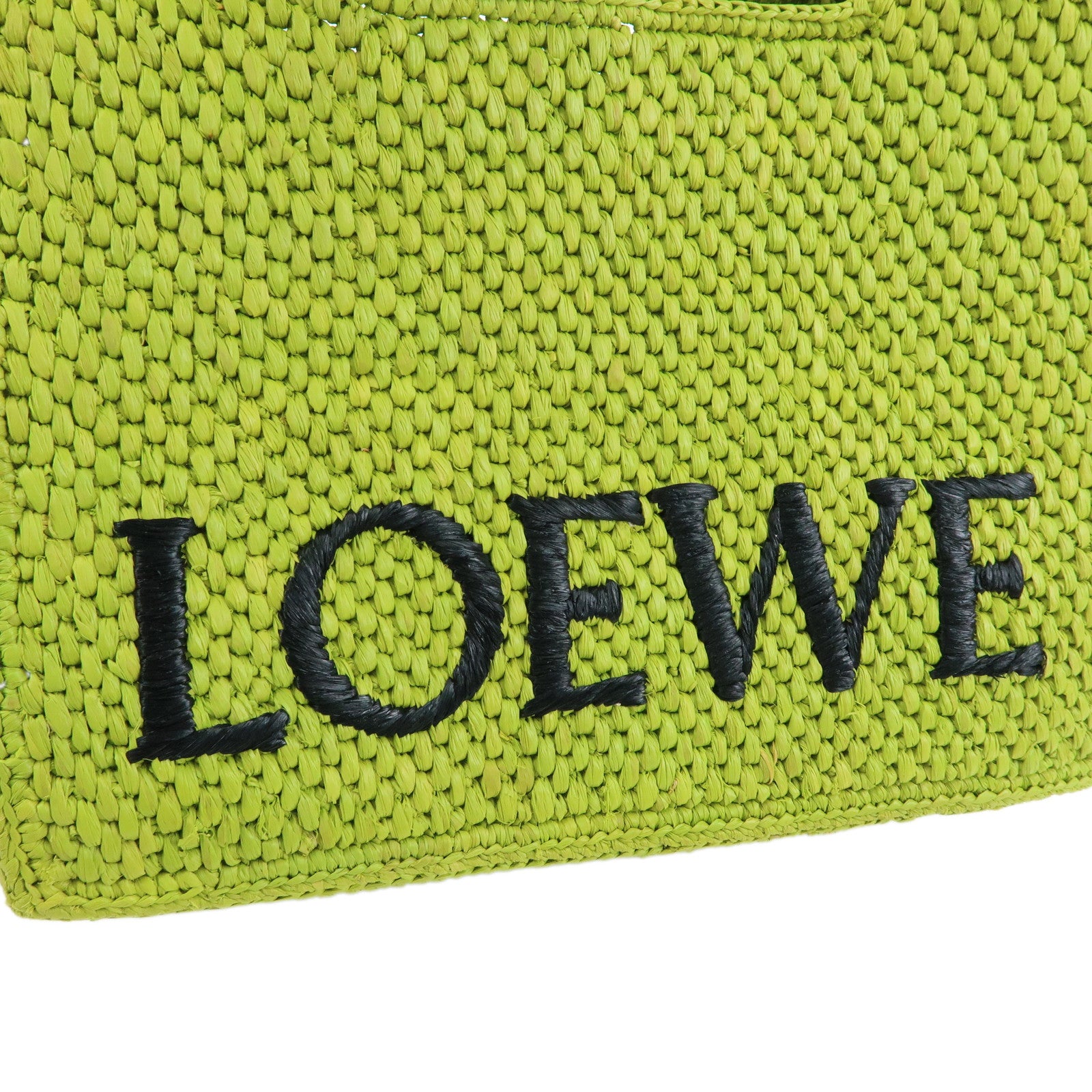 LOEWE Font Tote Bag Raffia Leather 2Way Shoulder Bag Green