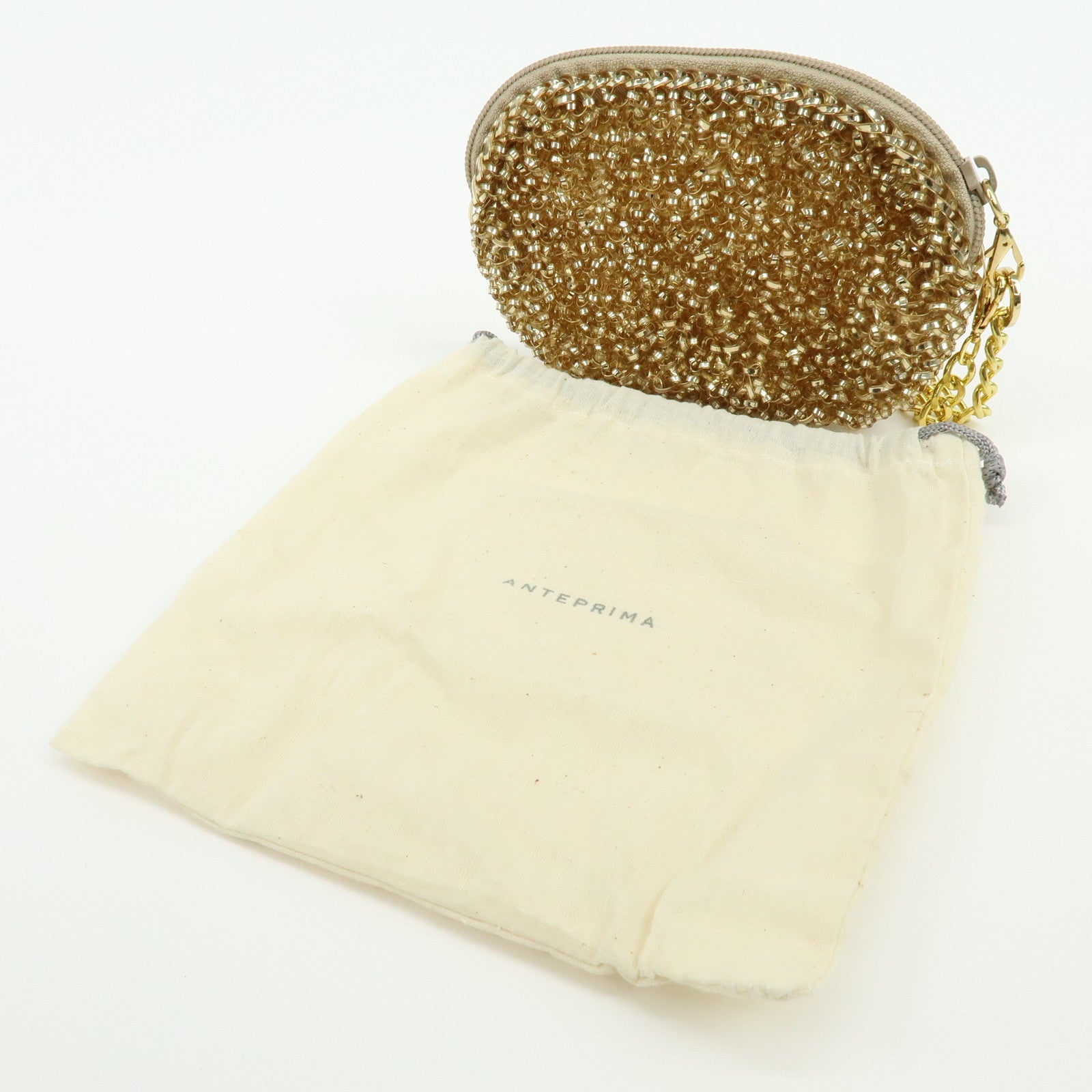 ANTEPRIMA Set of 4 PVC Wire Hand Bag Pouch Bag Charm Silver Gold