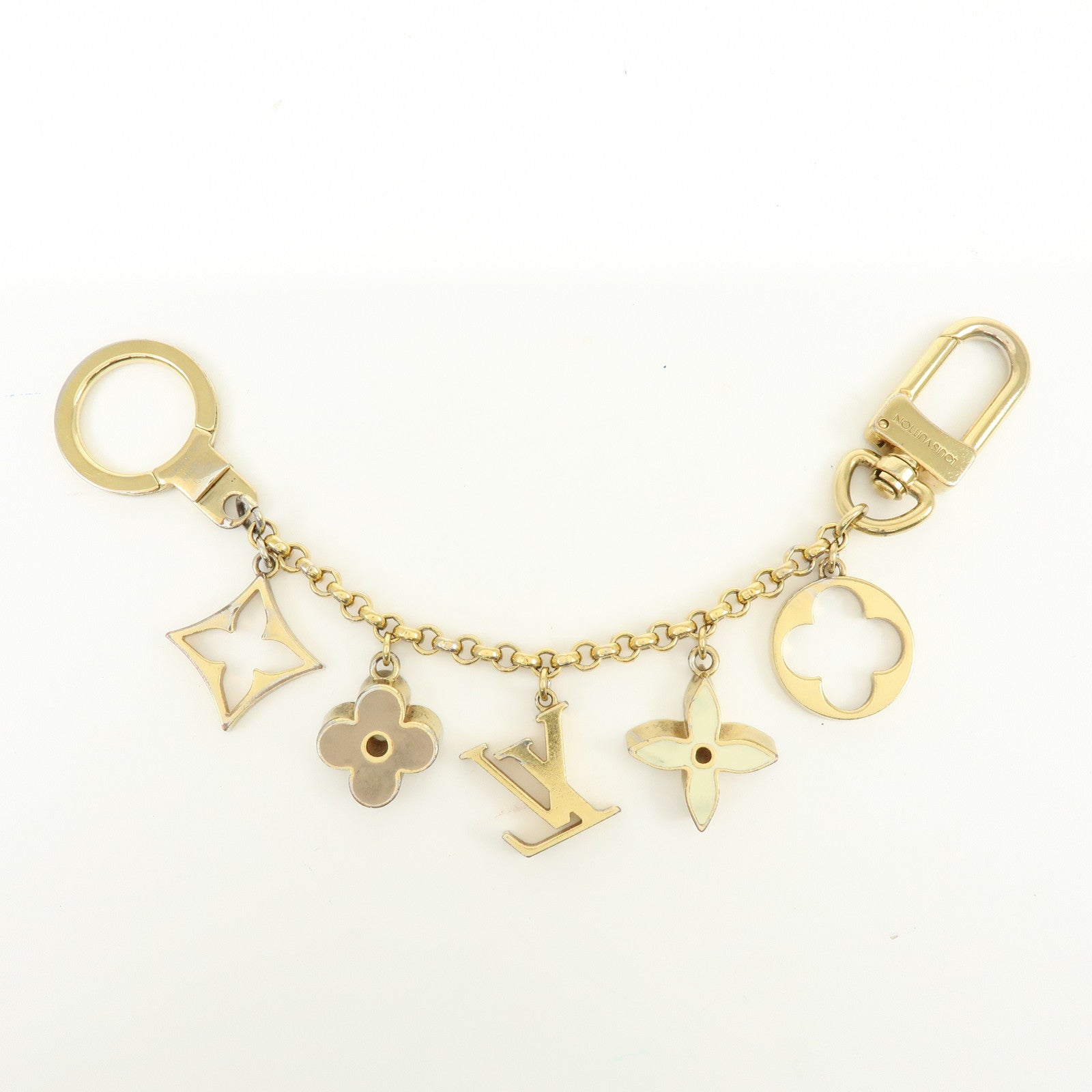 Louis Vuitton Fleur de Monogram Bag Charm Key Chain Gold M65111