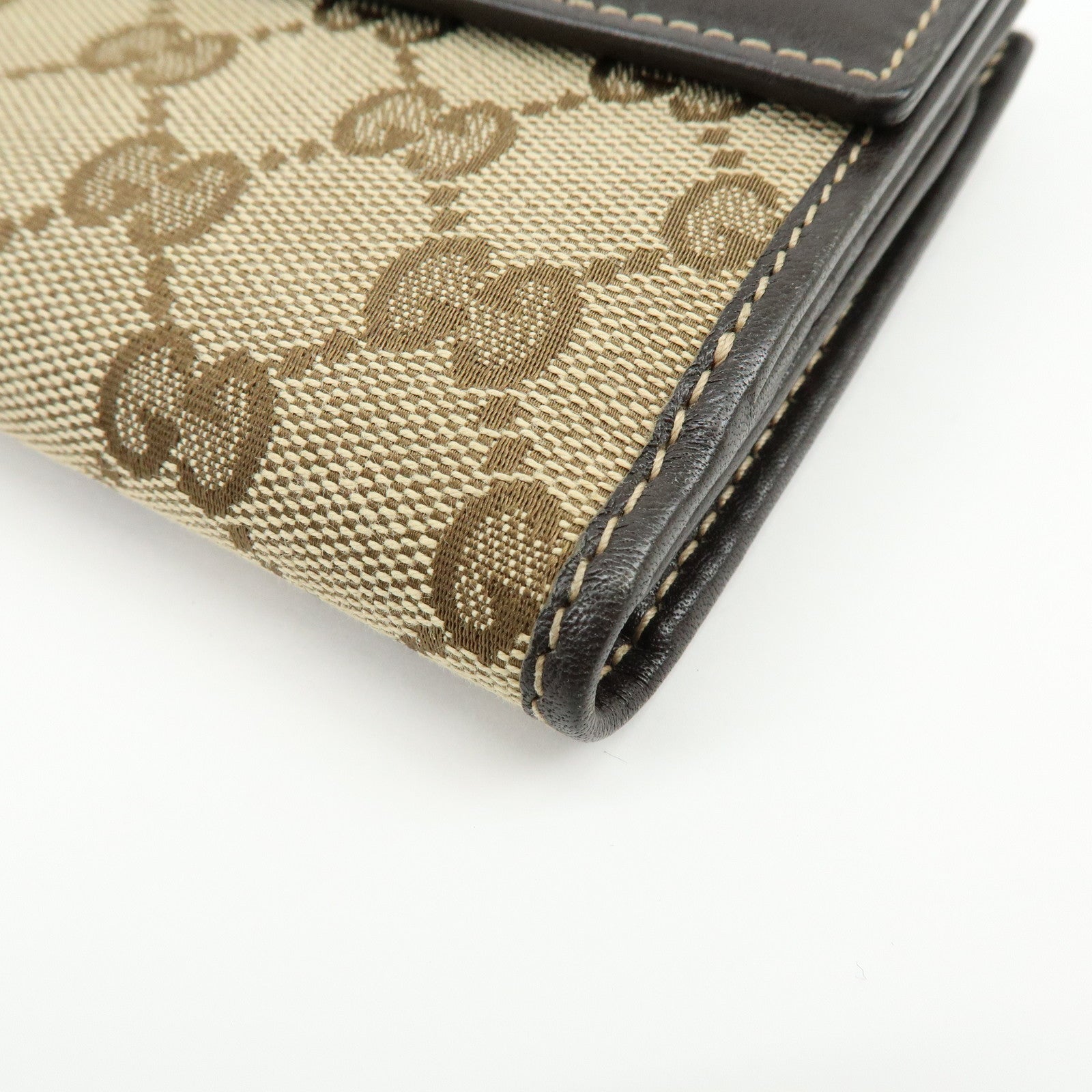 GUCCI GG Heart Logo Canvas Leather W Hook Long Wallet 203550