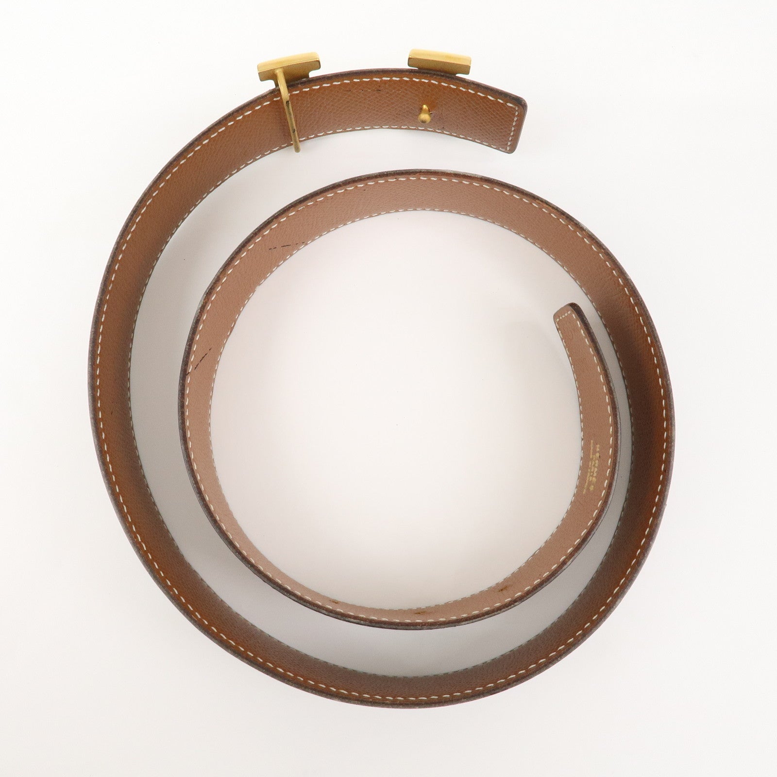 HERMES Leather H Buckle Reversible Constance Belt Z Stamped