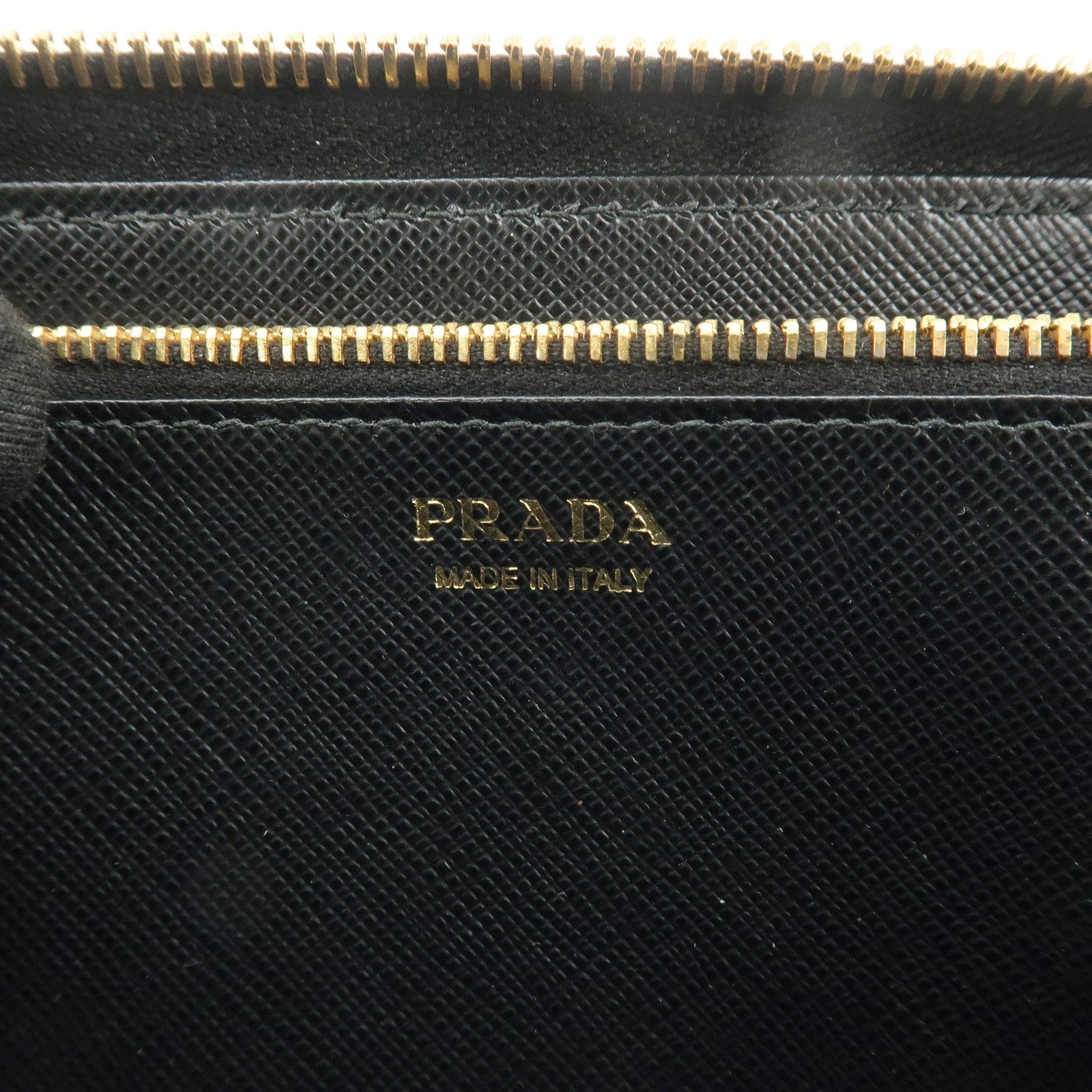 PRADA Logo Saffiano Leather Round Zippy Long Wallet Black