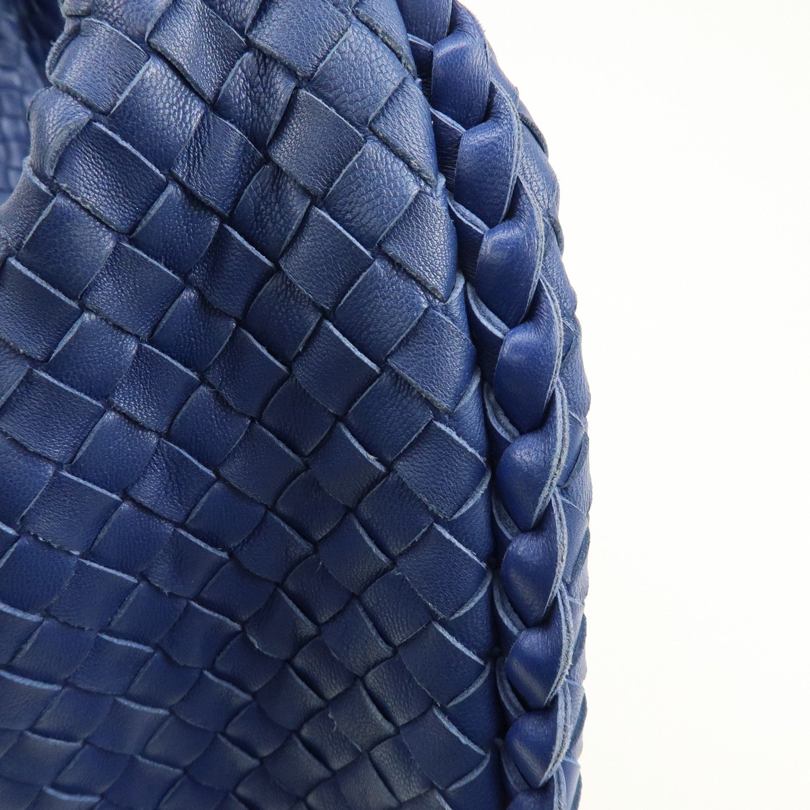 BOTTEGA VENETA Hobo Intrecciato Leather Shoulder Bag Blue 115654