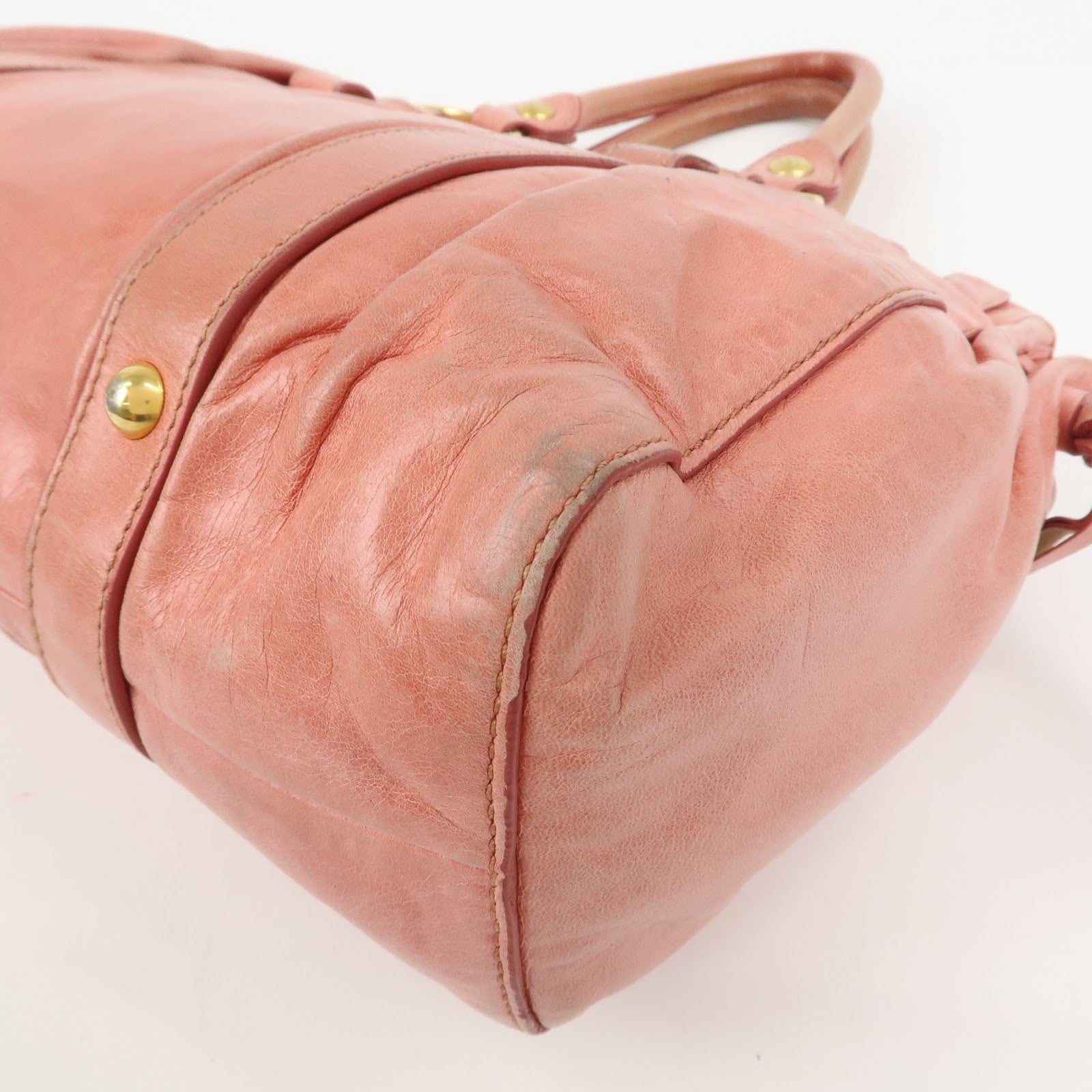 MIU MIU Logo Leather 2Way Bag Shoulder Bag Hand Bag Pink RT0383