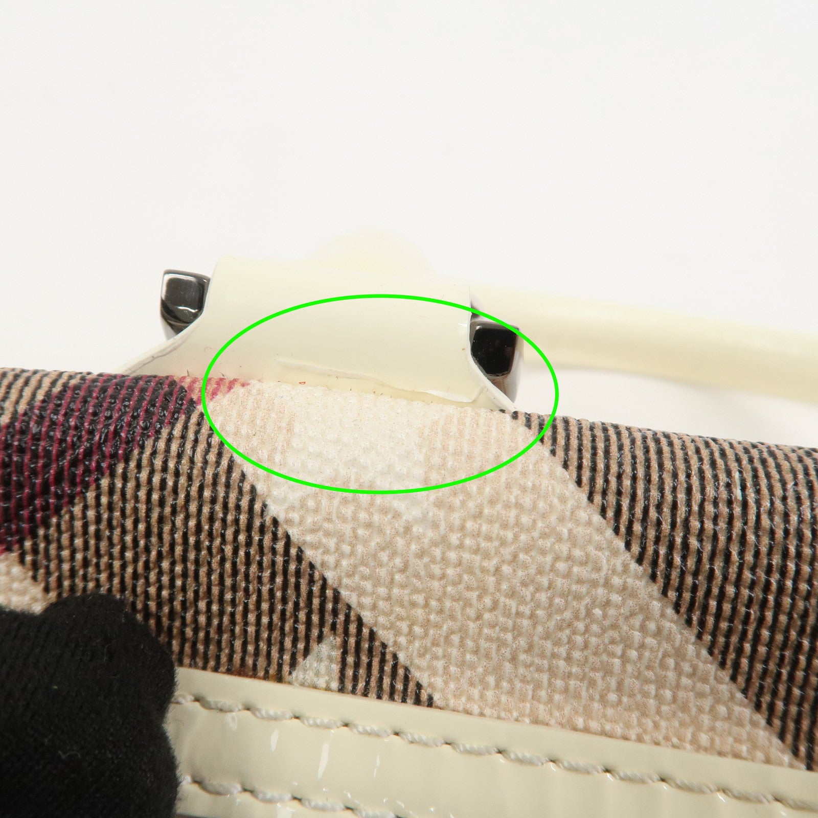 Burberry PVC Canvas Patent Leather 2Way Bag Hand Bag Beige Ivory