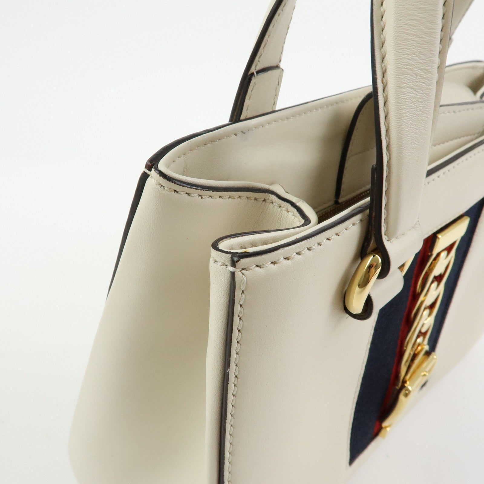 GUCCI Sylvie Sherry Leather 2Way Bag Hand Shoulder Bag White 460381