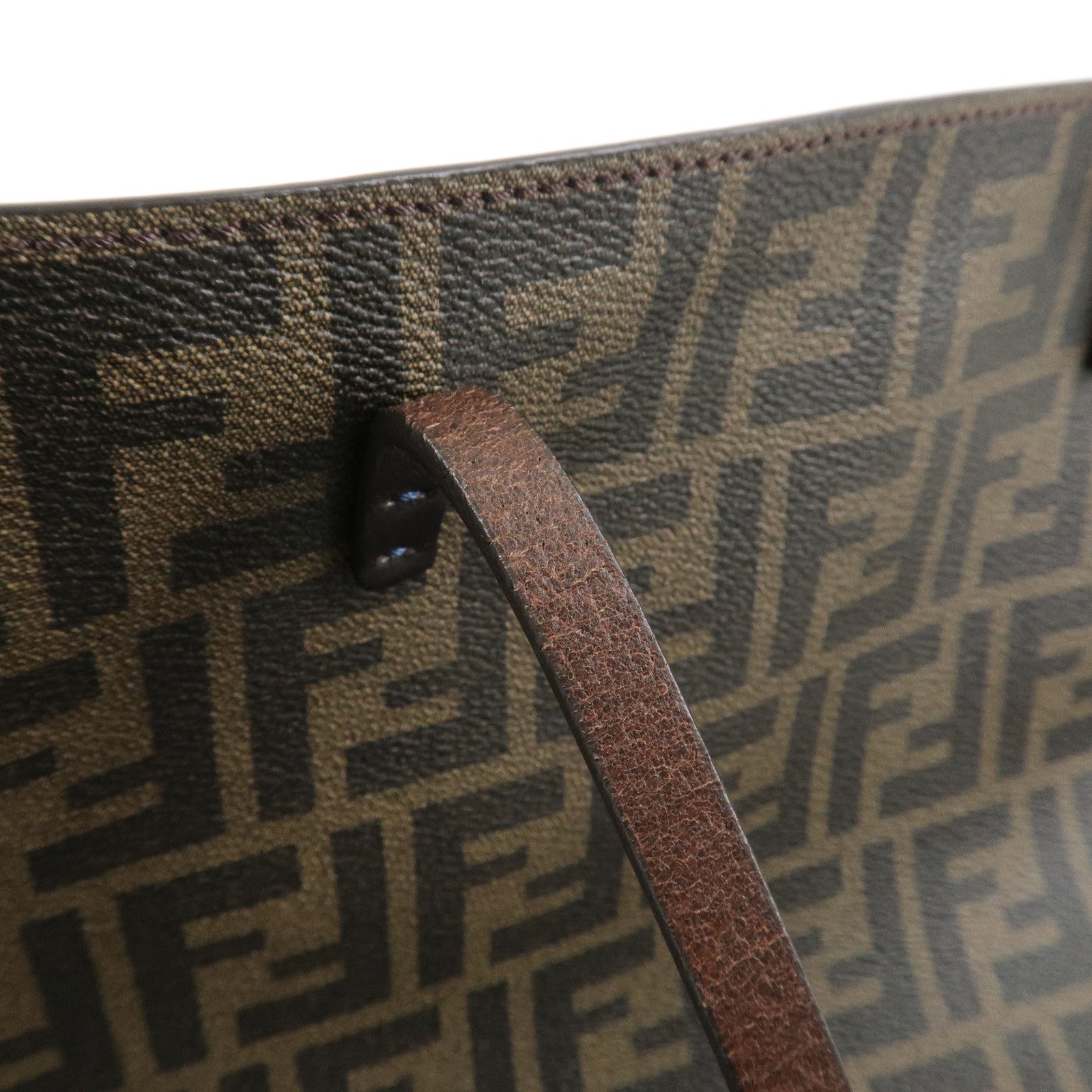 FENDI Zucca PVC Leather Tote Bag Shoulder Bag Brown 8BH185