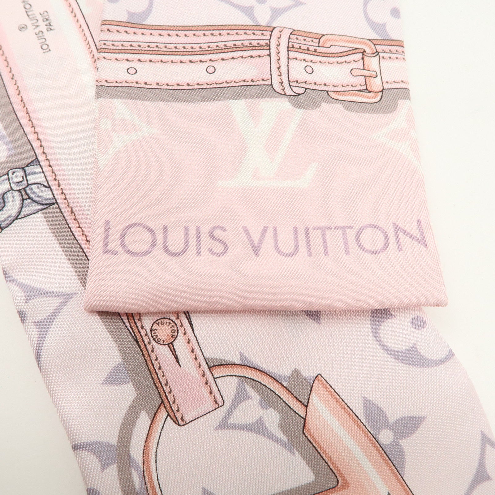 Louis Vuitton 100% Silk Bandeau Monogram Confidential Scarf Pink M70637 Used