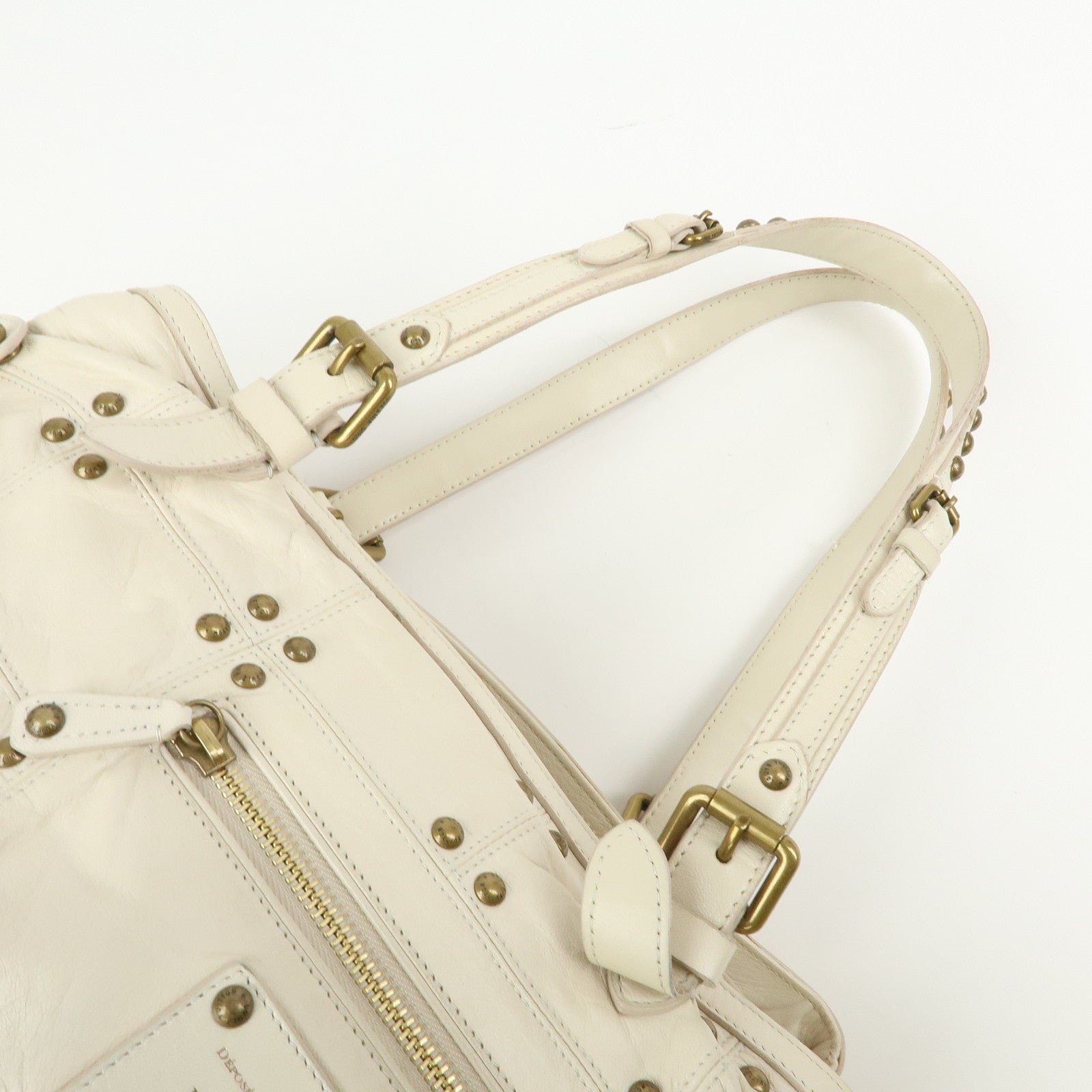 Louis Vuitton Cruise Line Rivet Bag Leather Hand Bag Ecru M95345