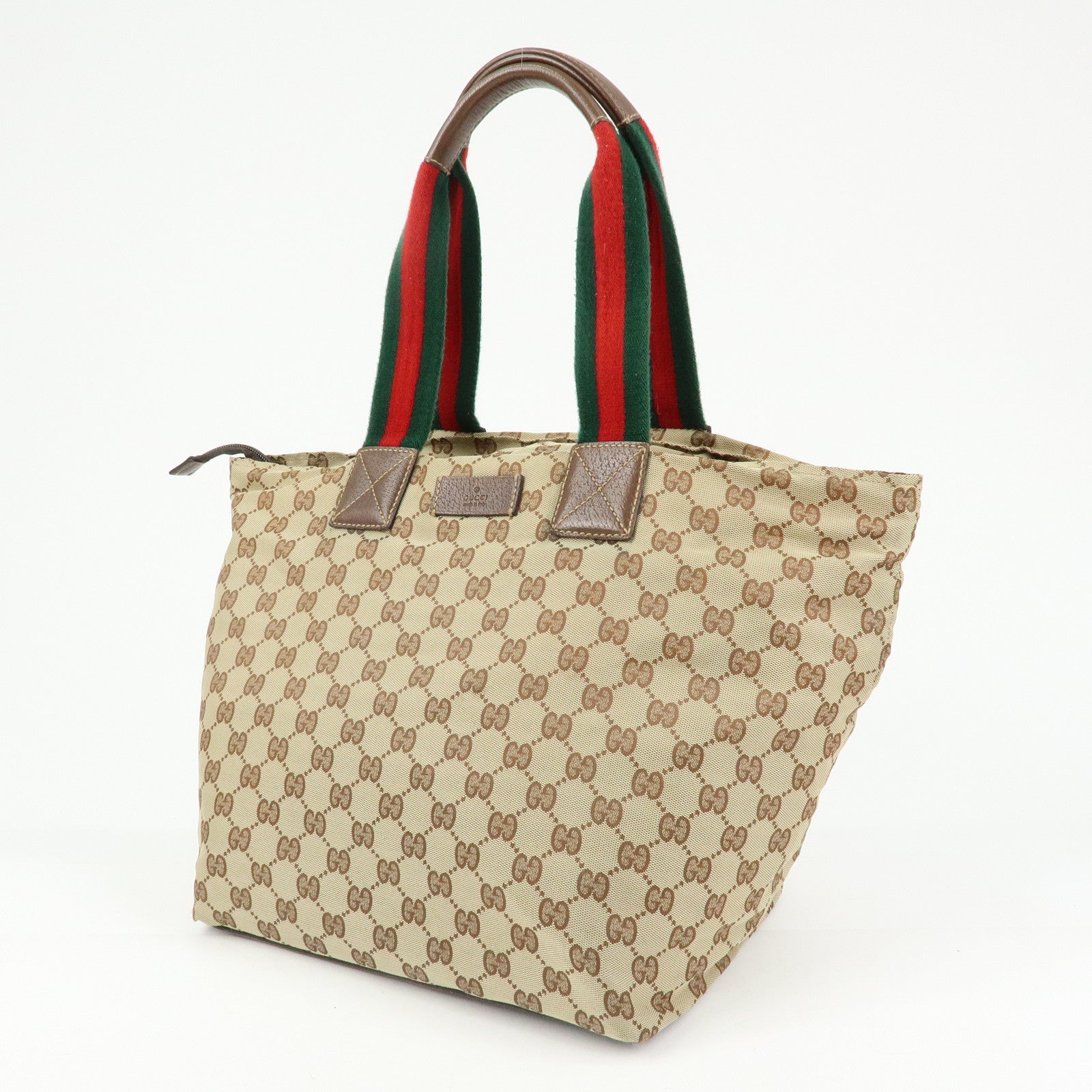 GUCCI Sherry GG Canvas Leather Tote Bag Hand Bag Beige Brown 131231