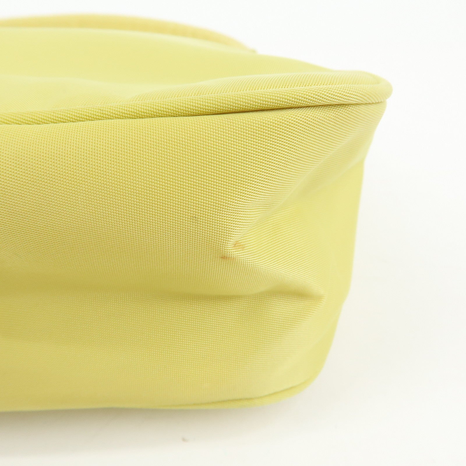 PRADA Triangle Logo Nylon Mini Hand Bag Pouch Yellow