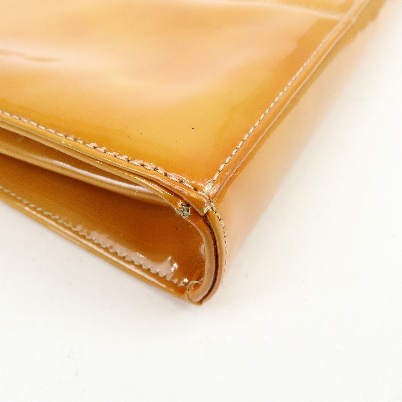 CHANEL Chocolate Bar Patent Leather Shoulder Bag Hand Bag Orange