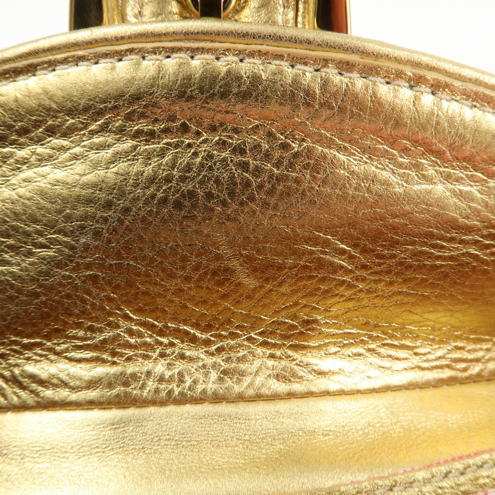 CELINE Triomphe Leather Canvas Shoulder Bag Hand Bag Pink Gold