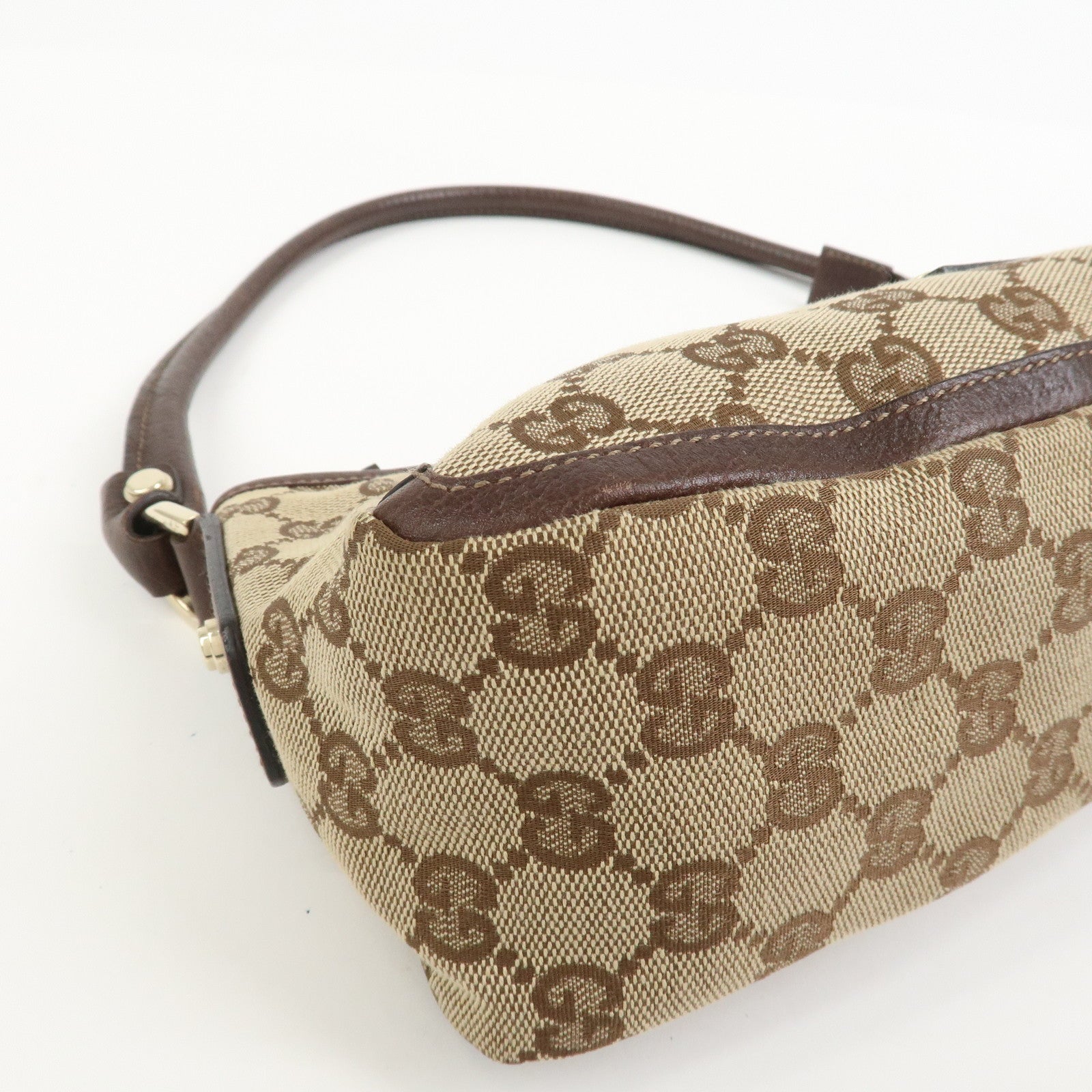 GUCCI Abbey GG Canvas Leather Shoulder Bag Hand Bag Beige 130939