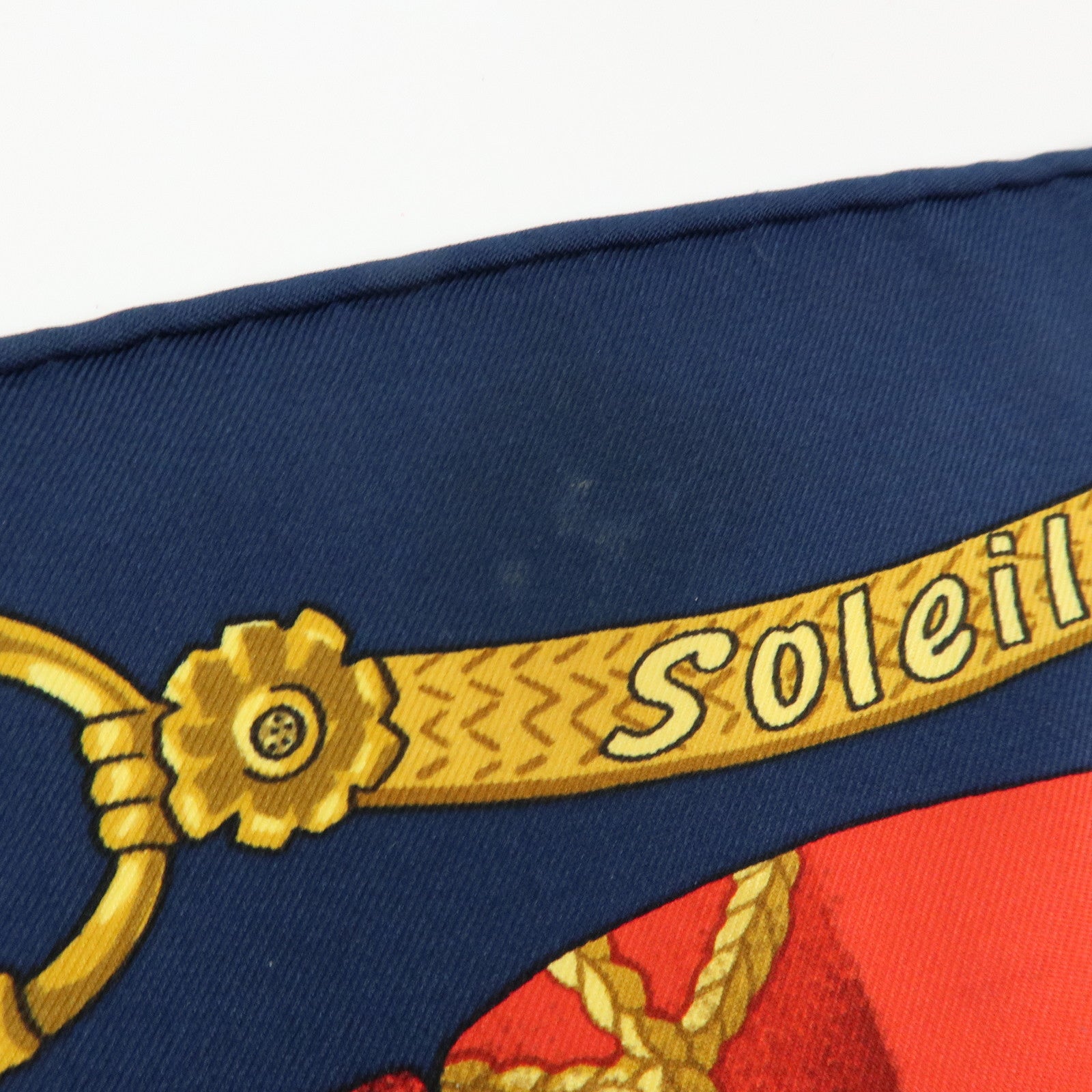 HERMES Carre 90 Silk 100% Soleil de Soie Scarf Red Yellow