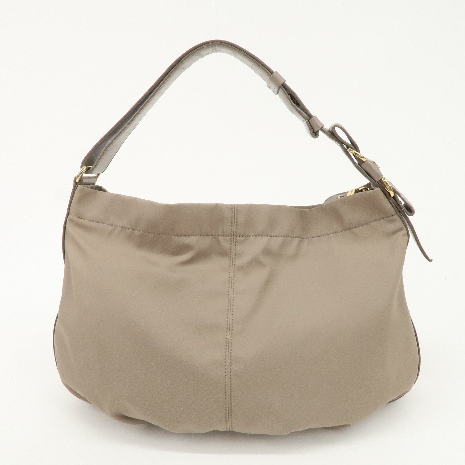 Ferragamo Vara Ribbon Nylon Leather Shoulder Bag Hand Bag Gray