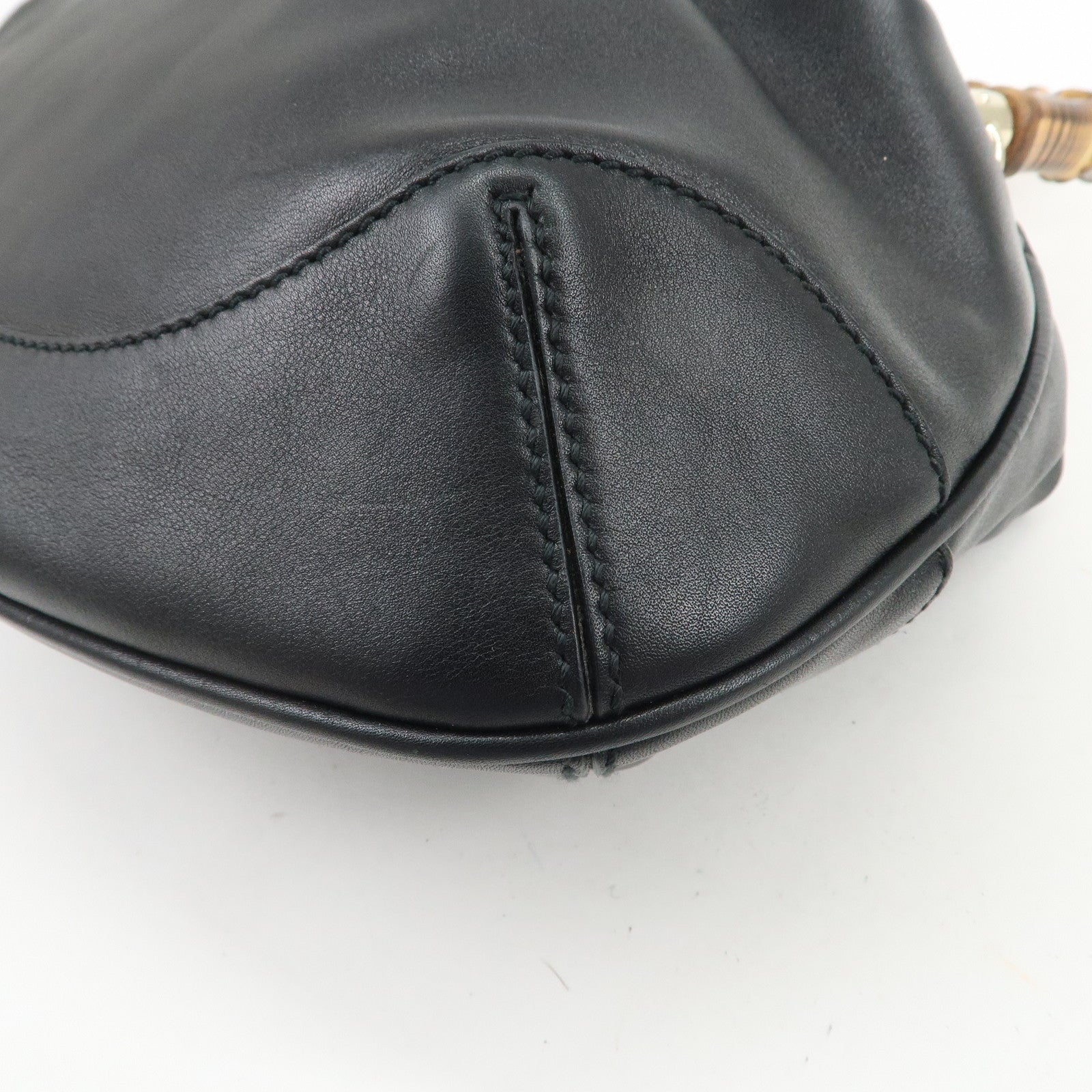 GUCCI Bamboo Leather 2Way Bag Hand Bag Shoulder Bag Black 169961